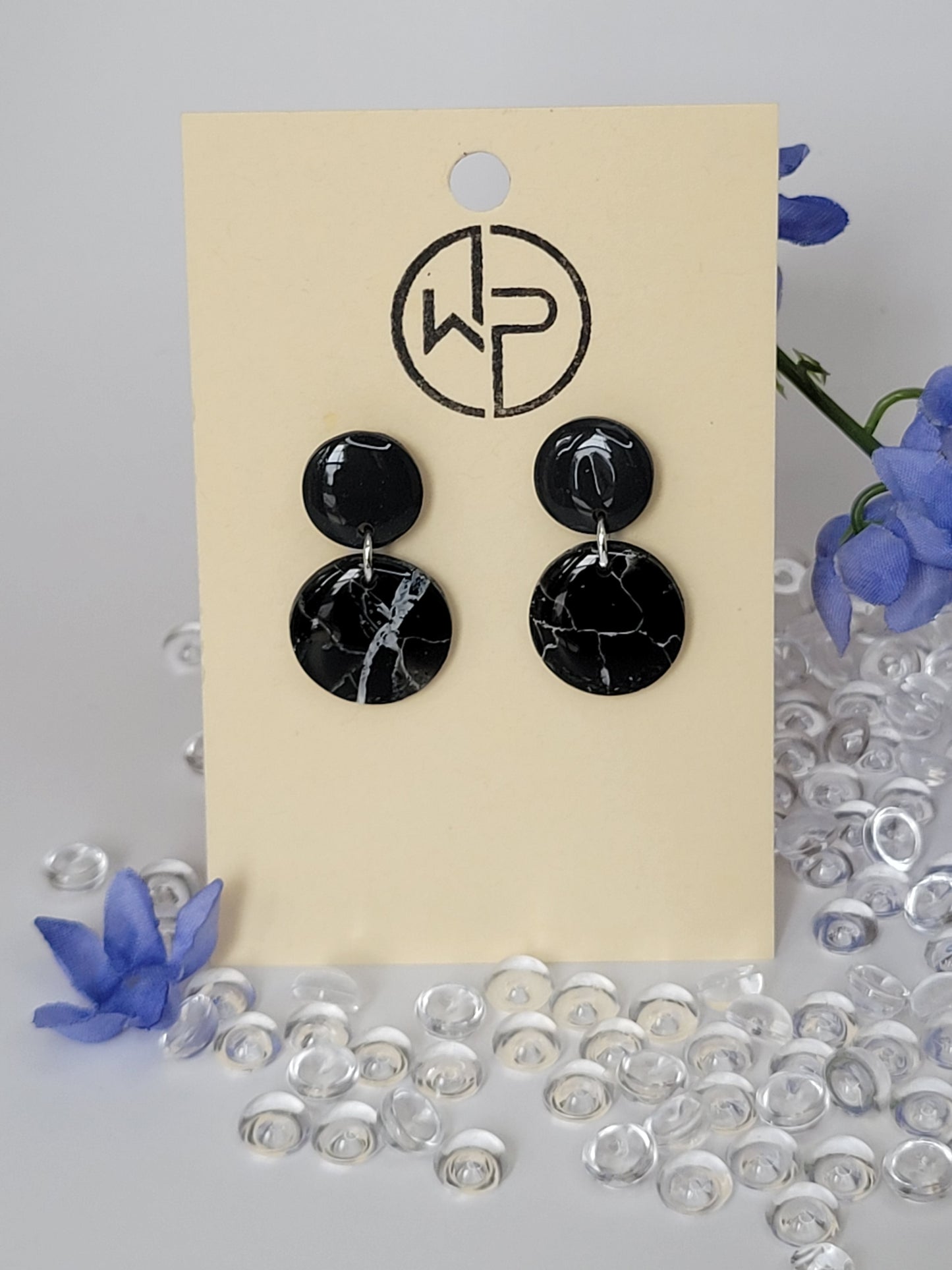 Silver Stud Drop Earrings