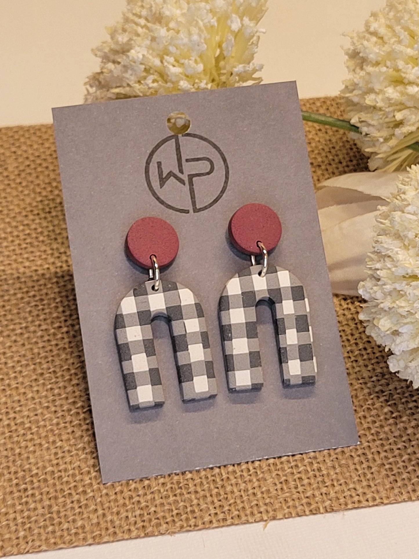 Plaid Arch Drop Earrings