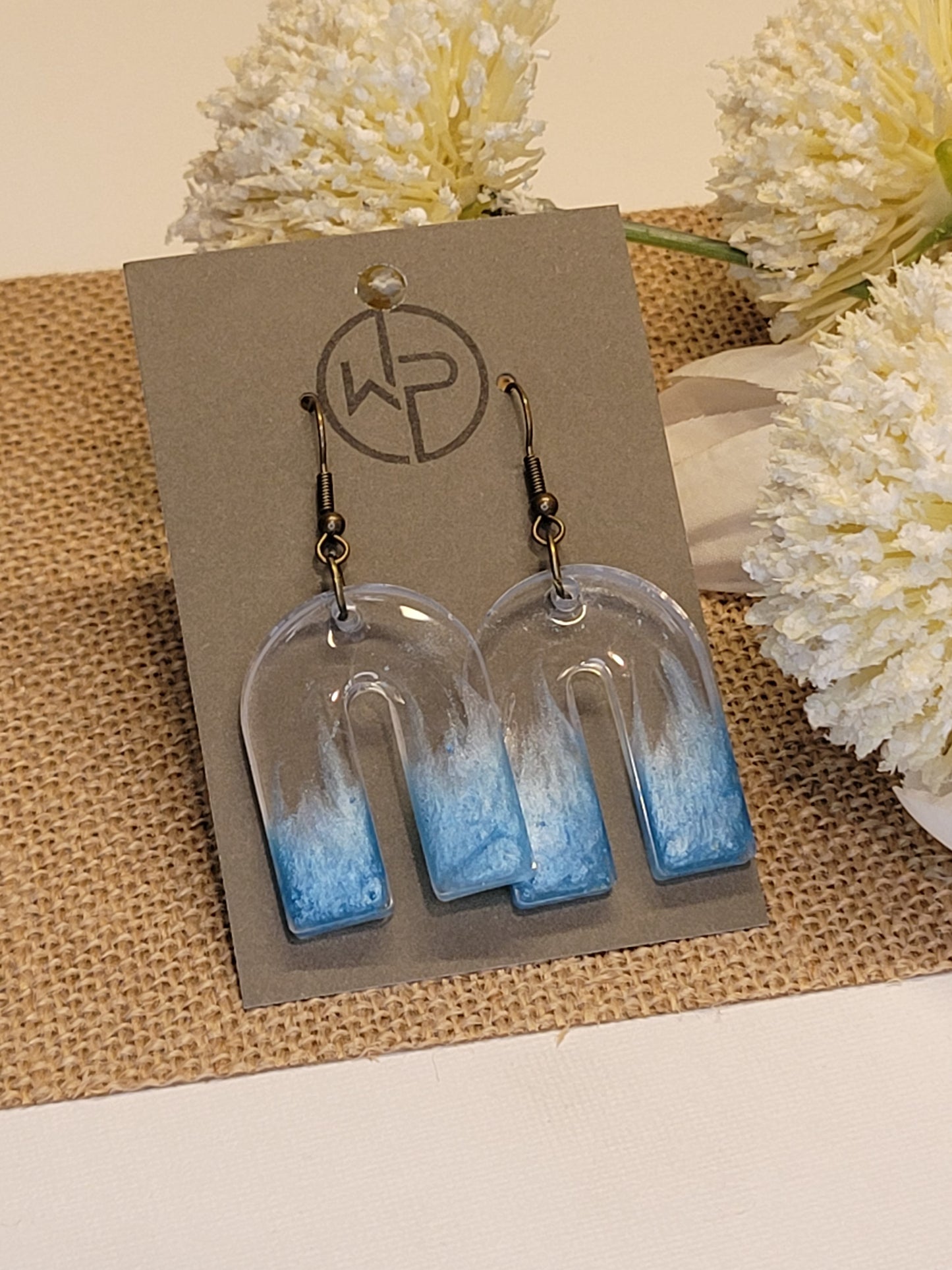 Blue Resin Arch Earrings