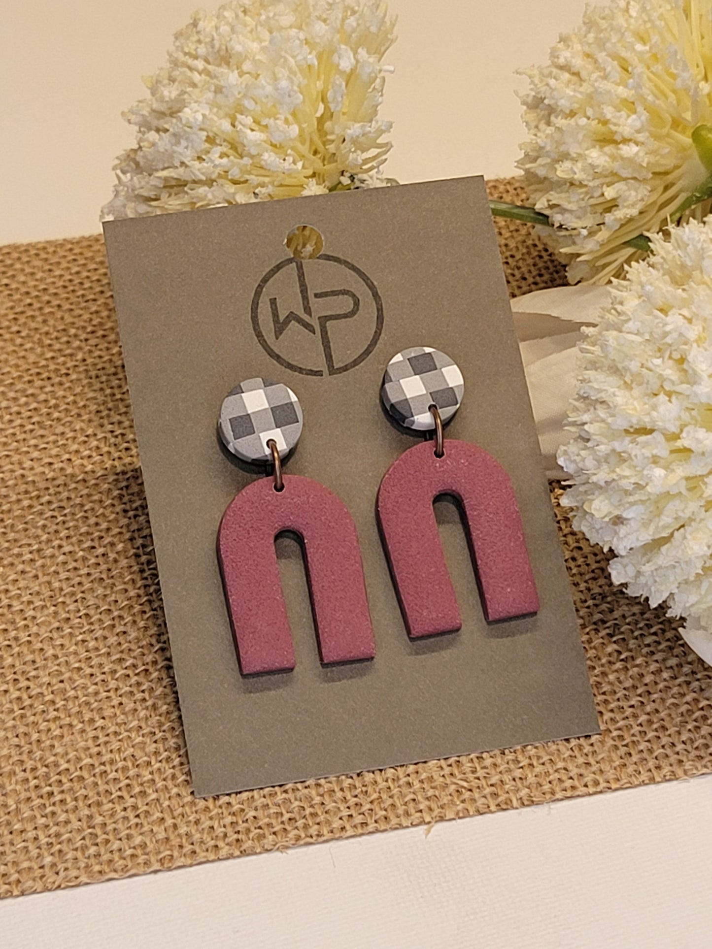 Plaid Arch Drop Earrings