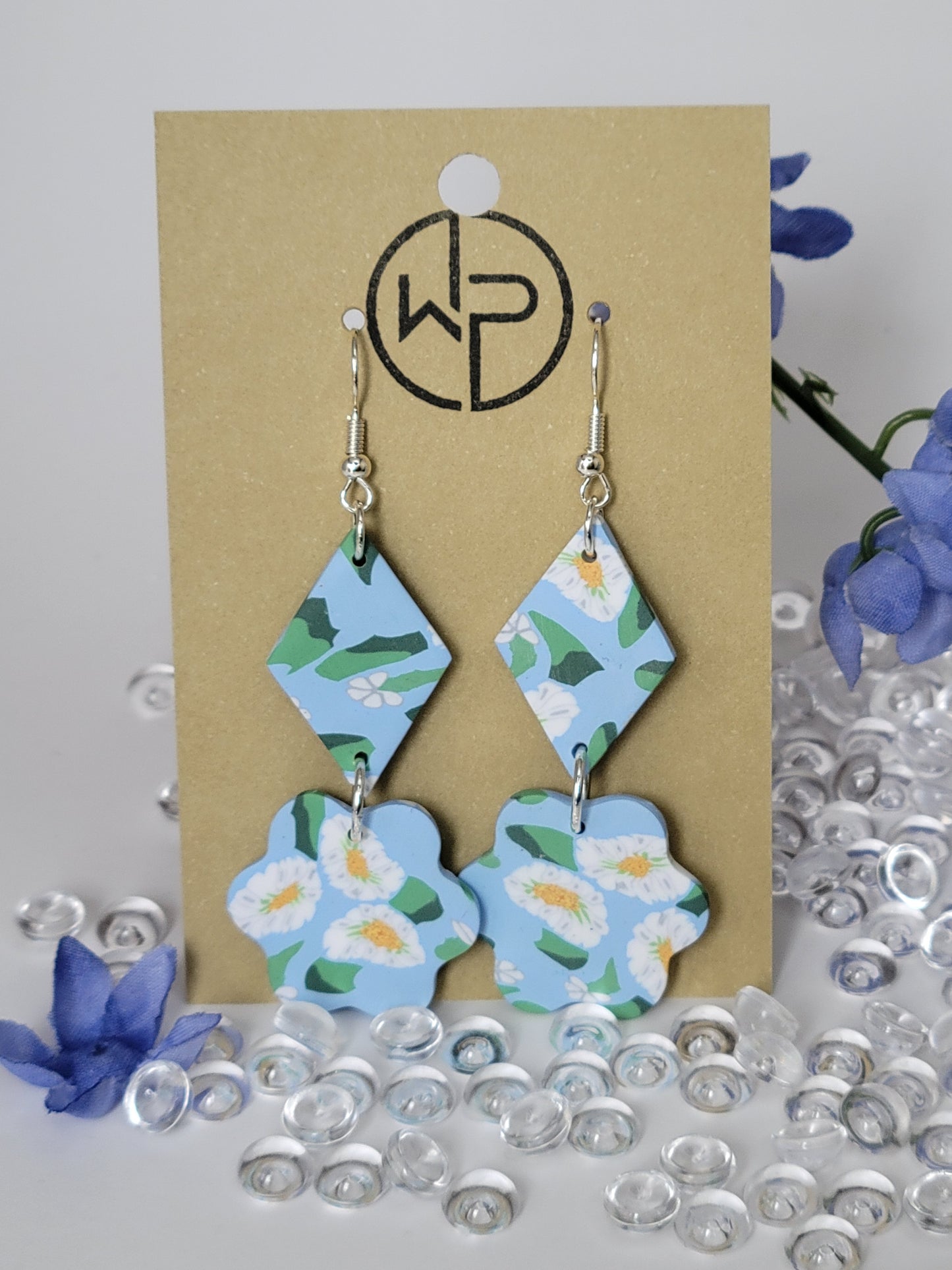 Silver Stud Dangle Earrings