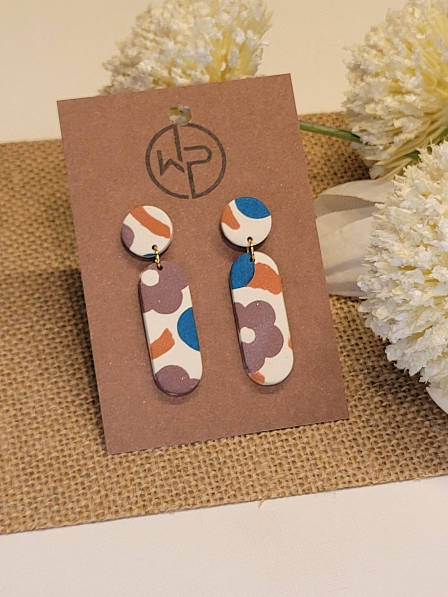 Fall Patterned Studded Drop Earrings