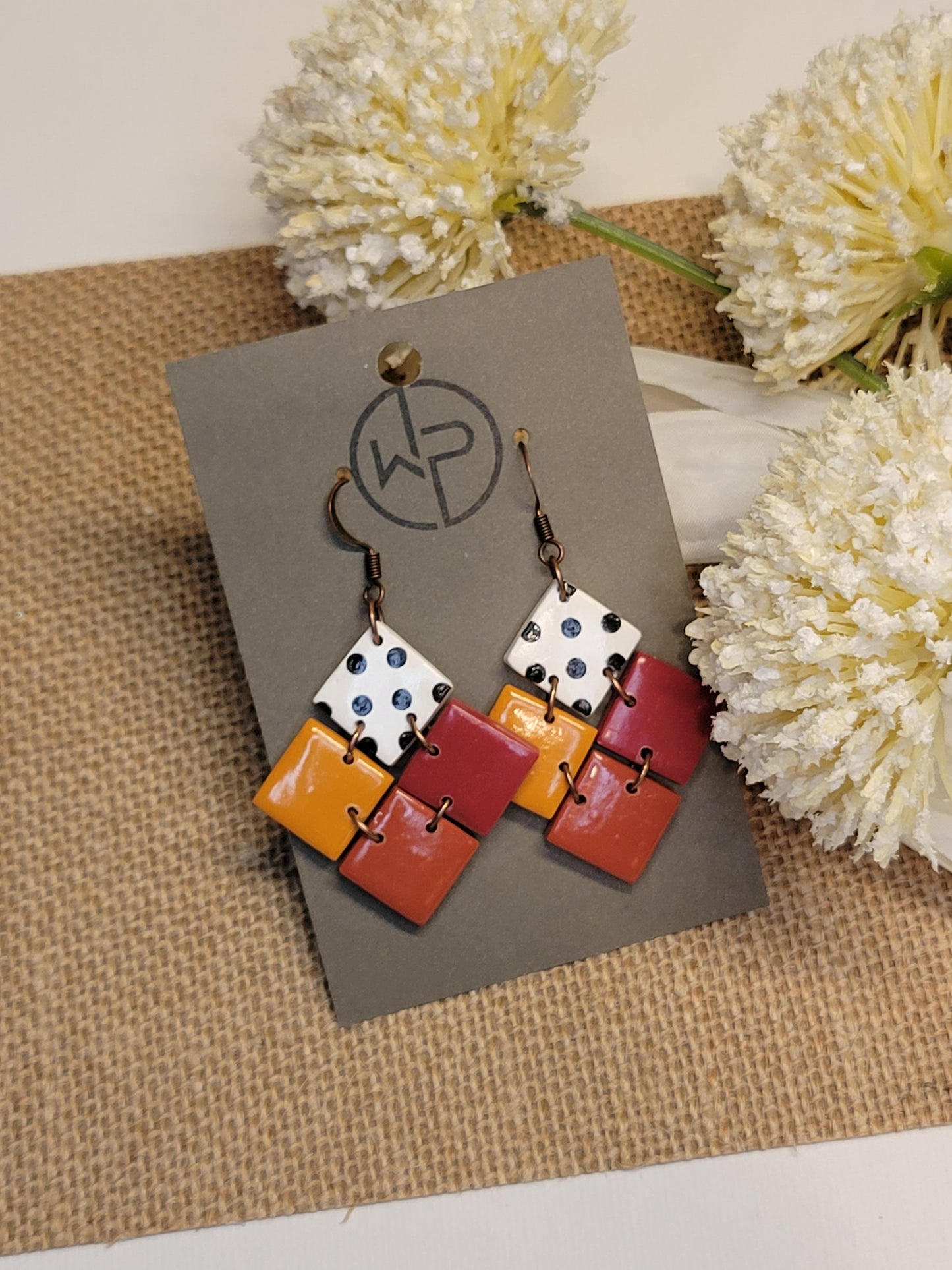 Shades of Red Polka Dot Earrings