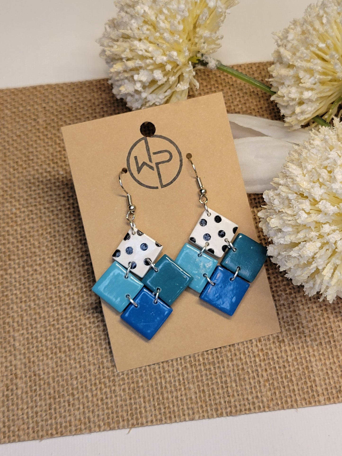 Shades of Blue Polka Dot Earrings