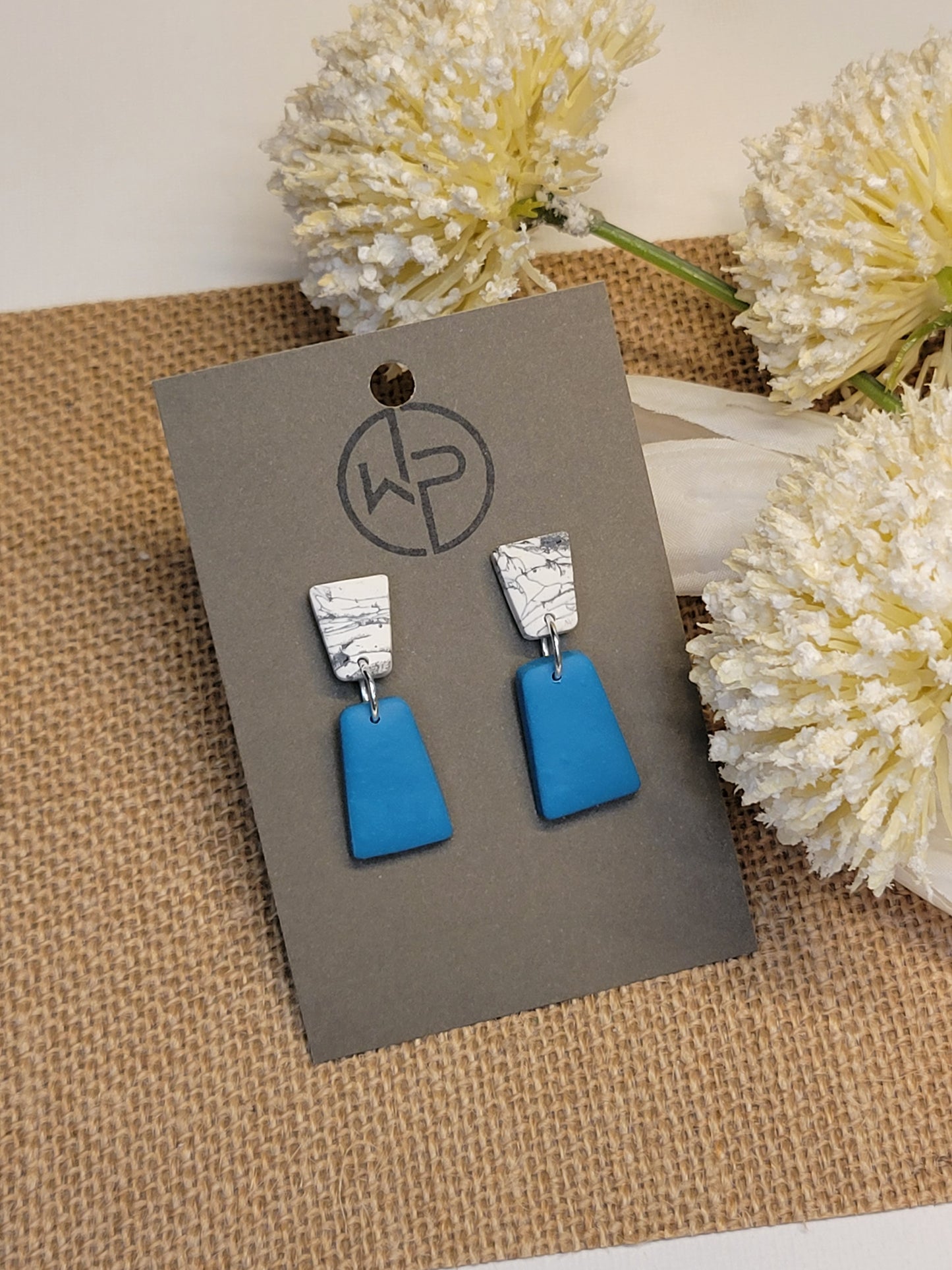 Marble and Teal Earrings