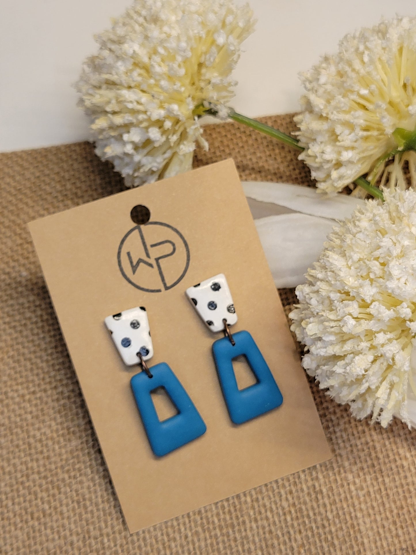 Polka Dot and Teal Earrings