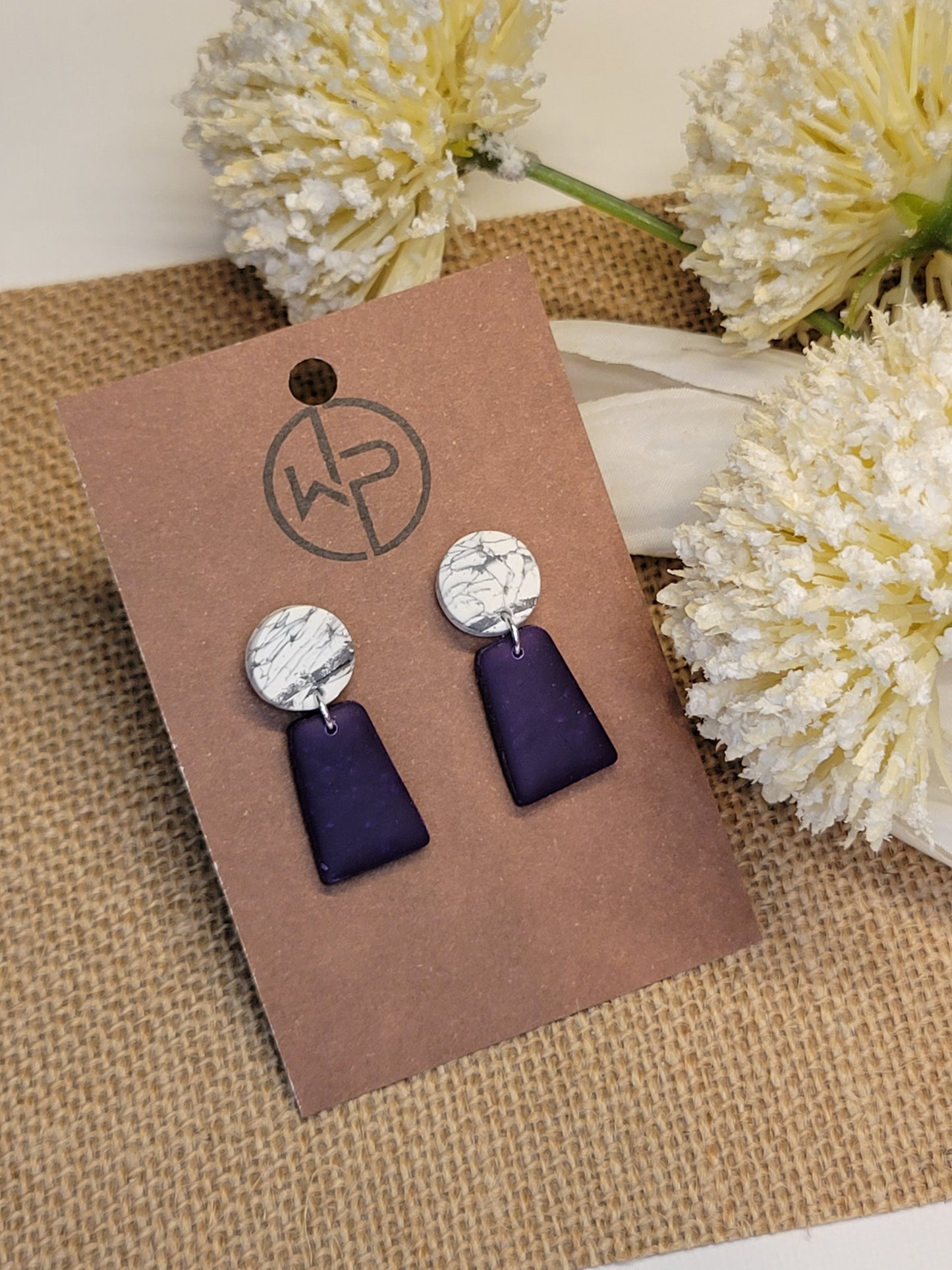 Marble and Purple Earrings