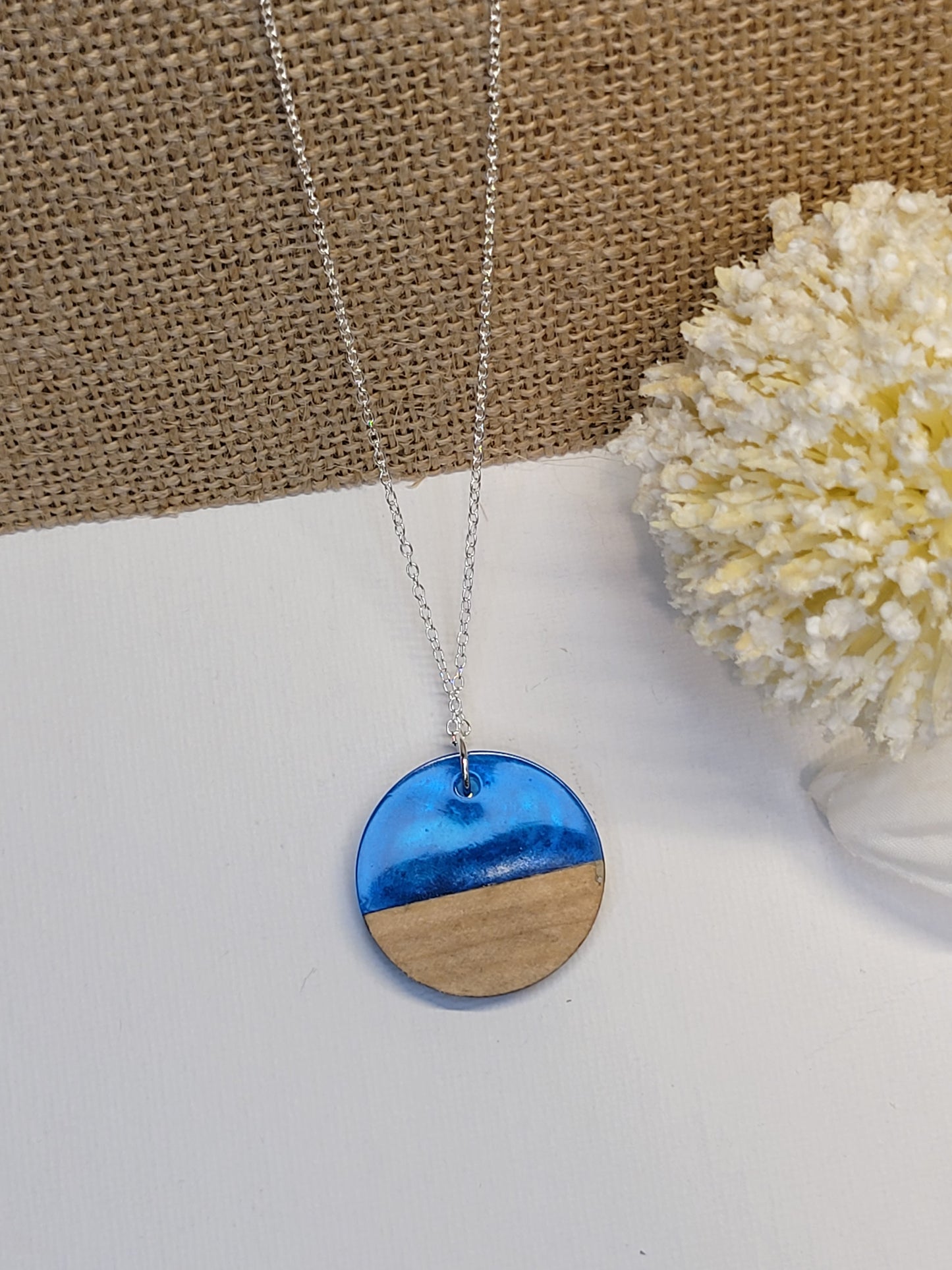 Blue and Wood Necklace