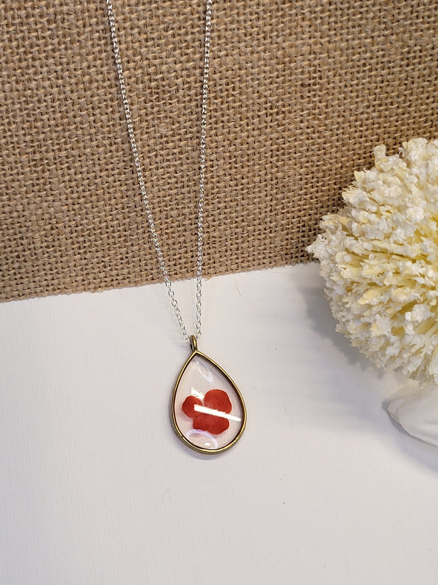 Pink Floral Teardrop Necklace
