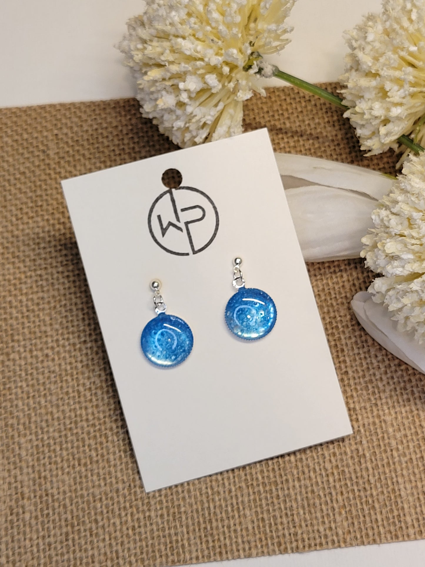 Blue Bubble Resin Earrings