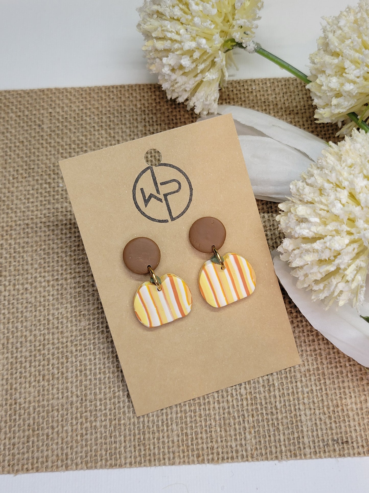 Striped Pumpkin Earrings
