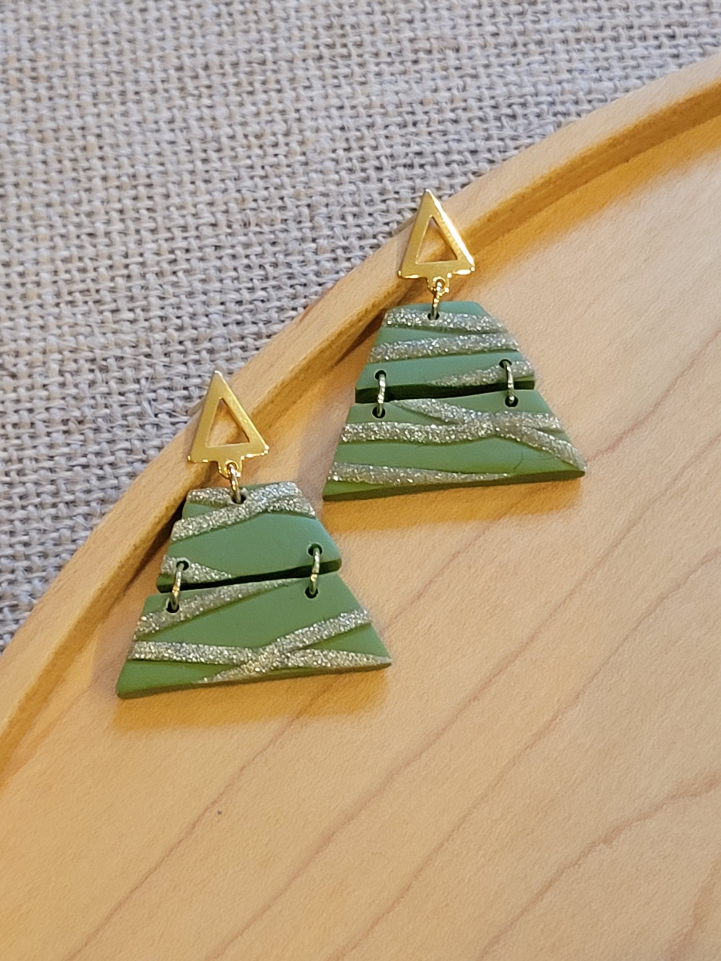 Green Tree Earrings