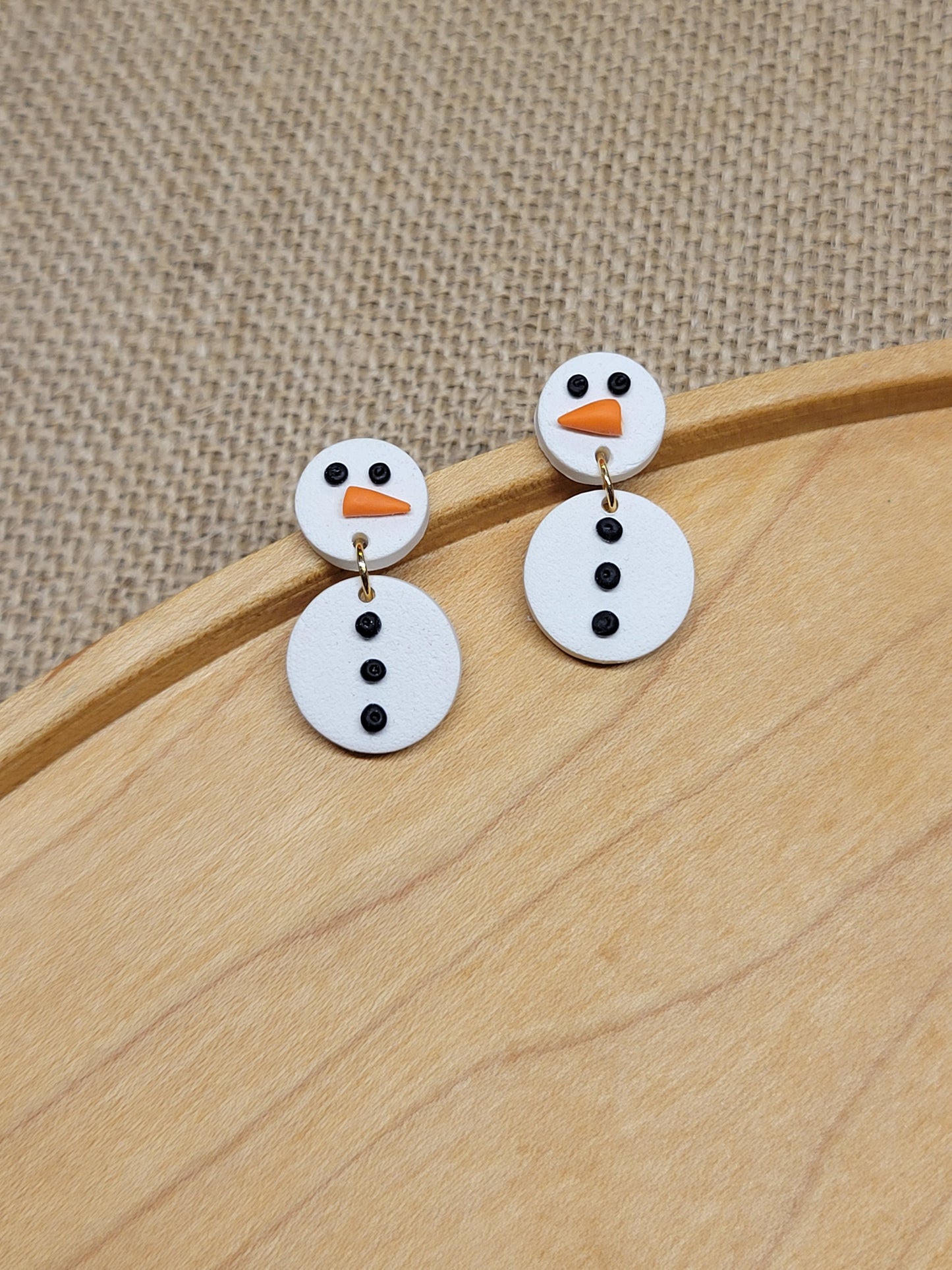 Gold Snowman Drop Earrings