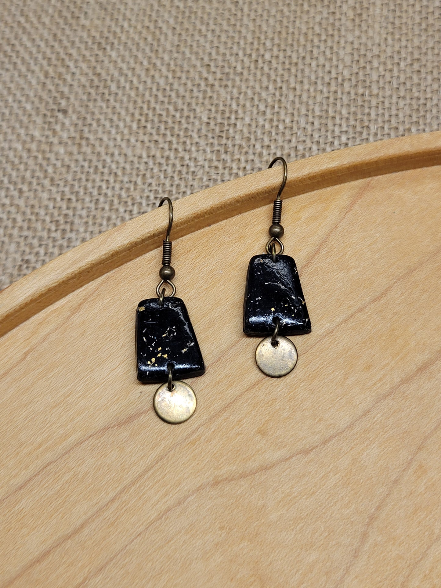 Black Marbled Dangle Earrings