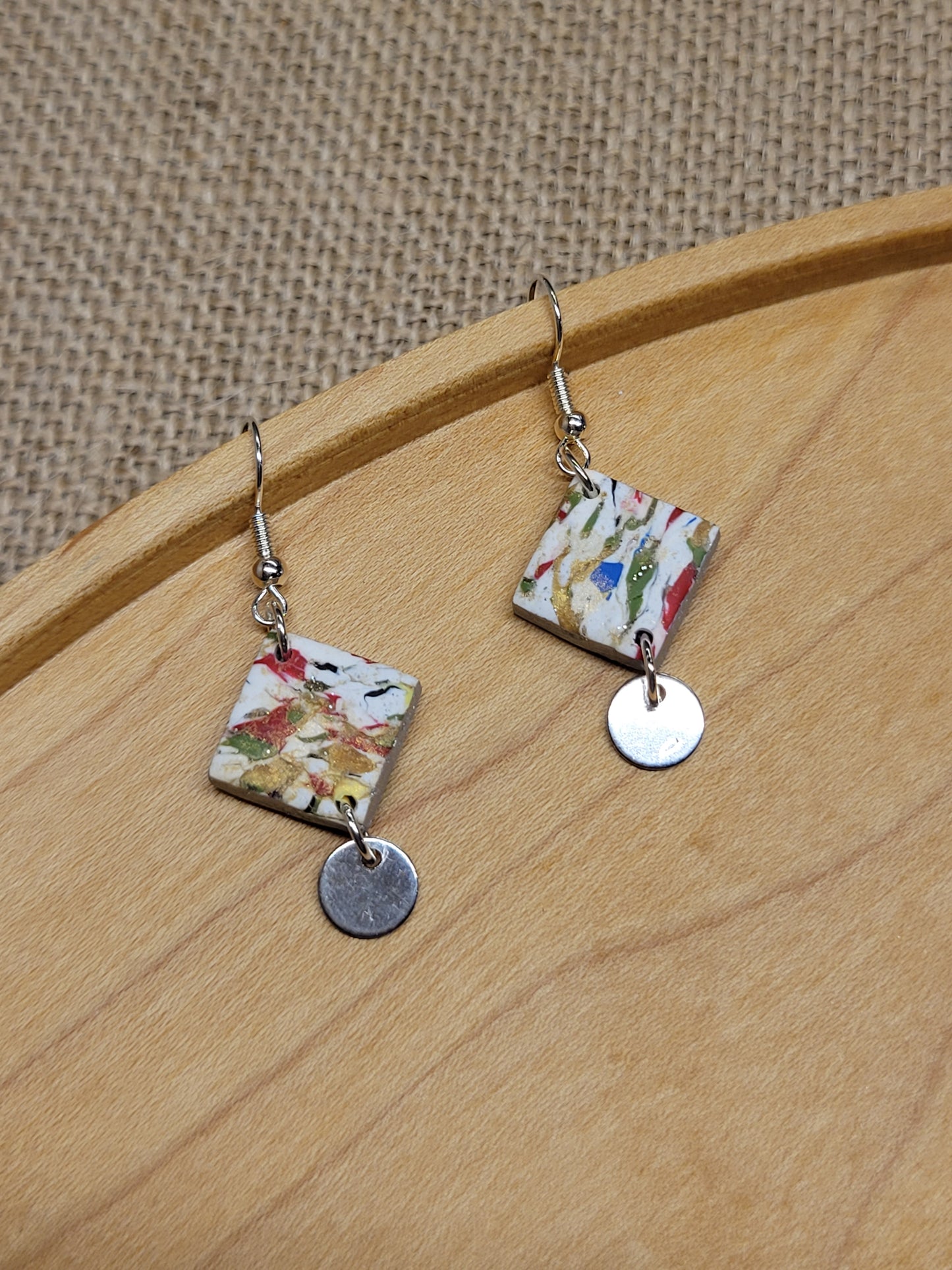 Colorful Marbled Hook Earrings