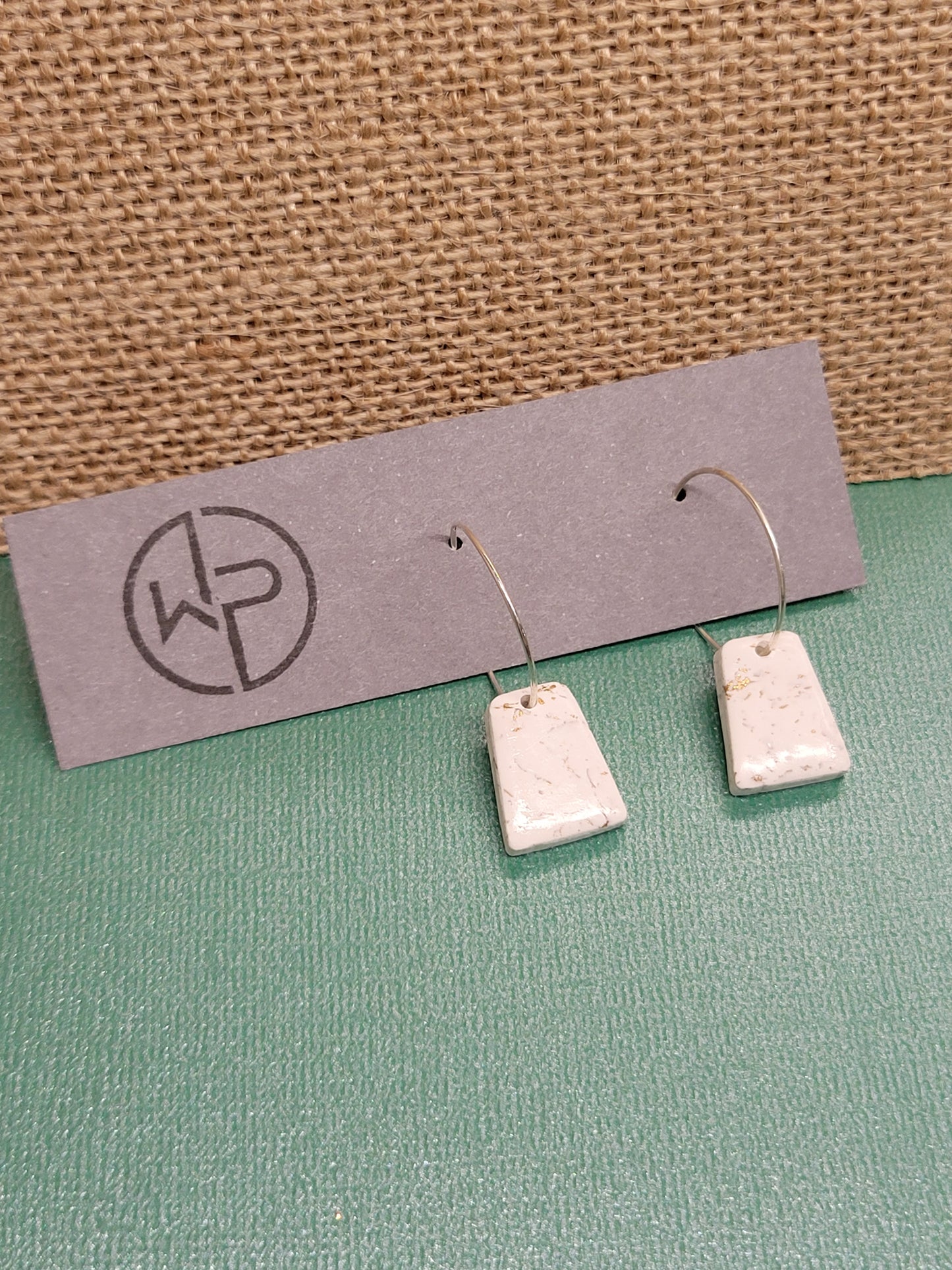 White Marbled Hoop Earrings