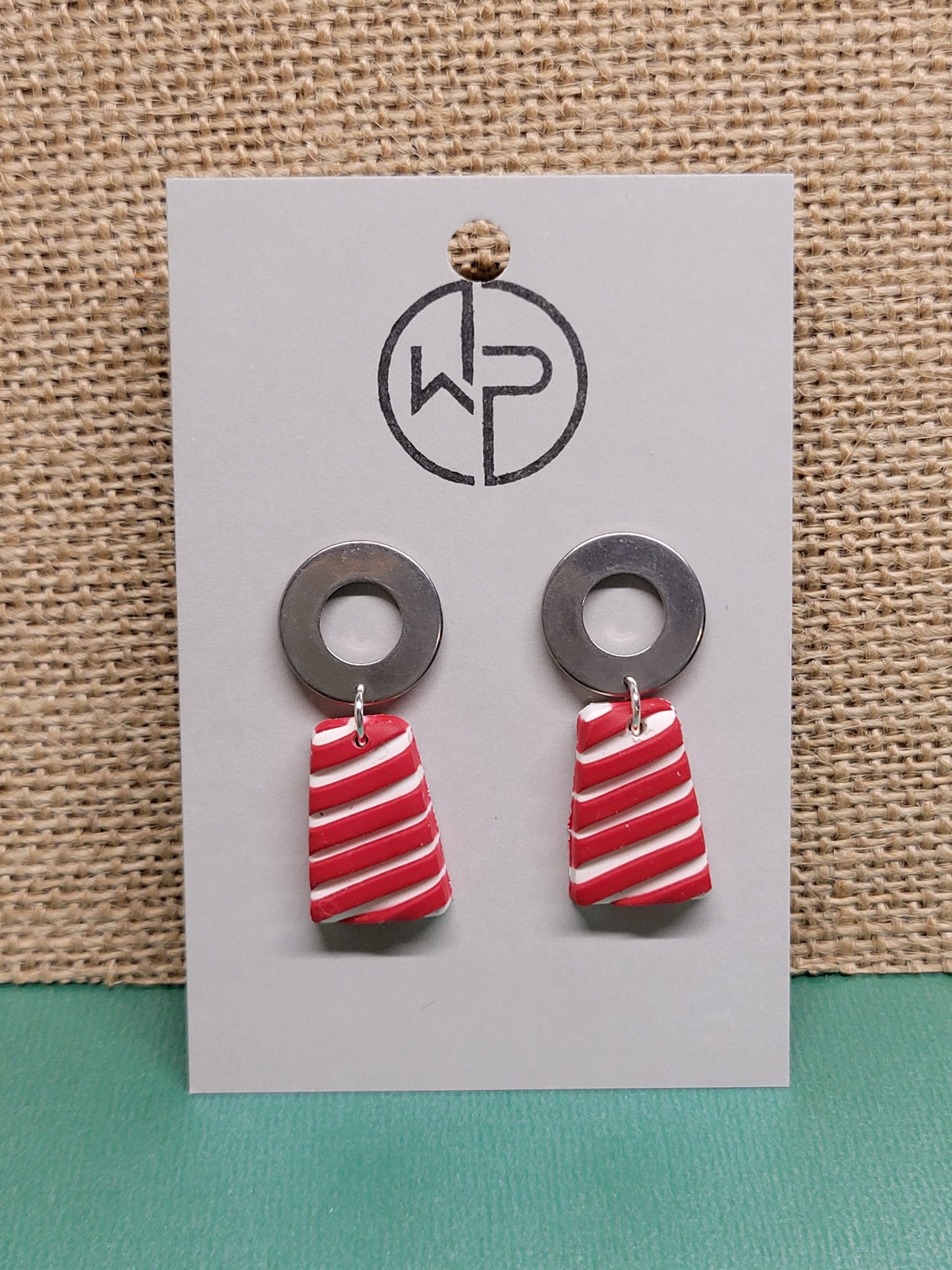 Red Striped Drop Earrings
