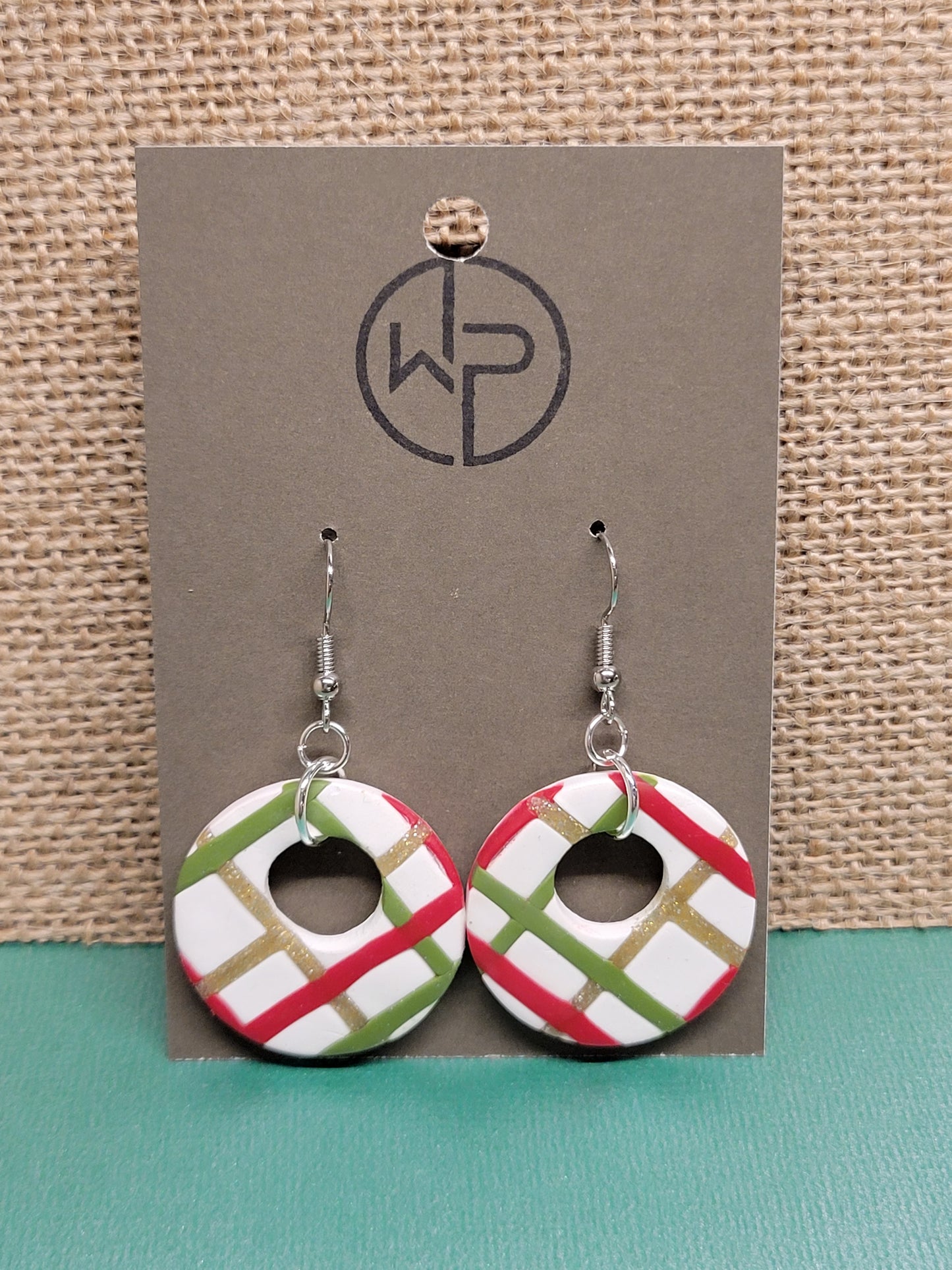 Plaid Patterned Round Earrings