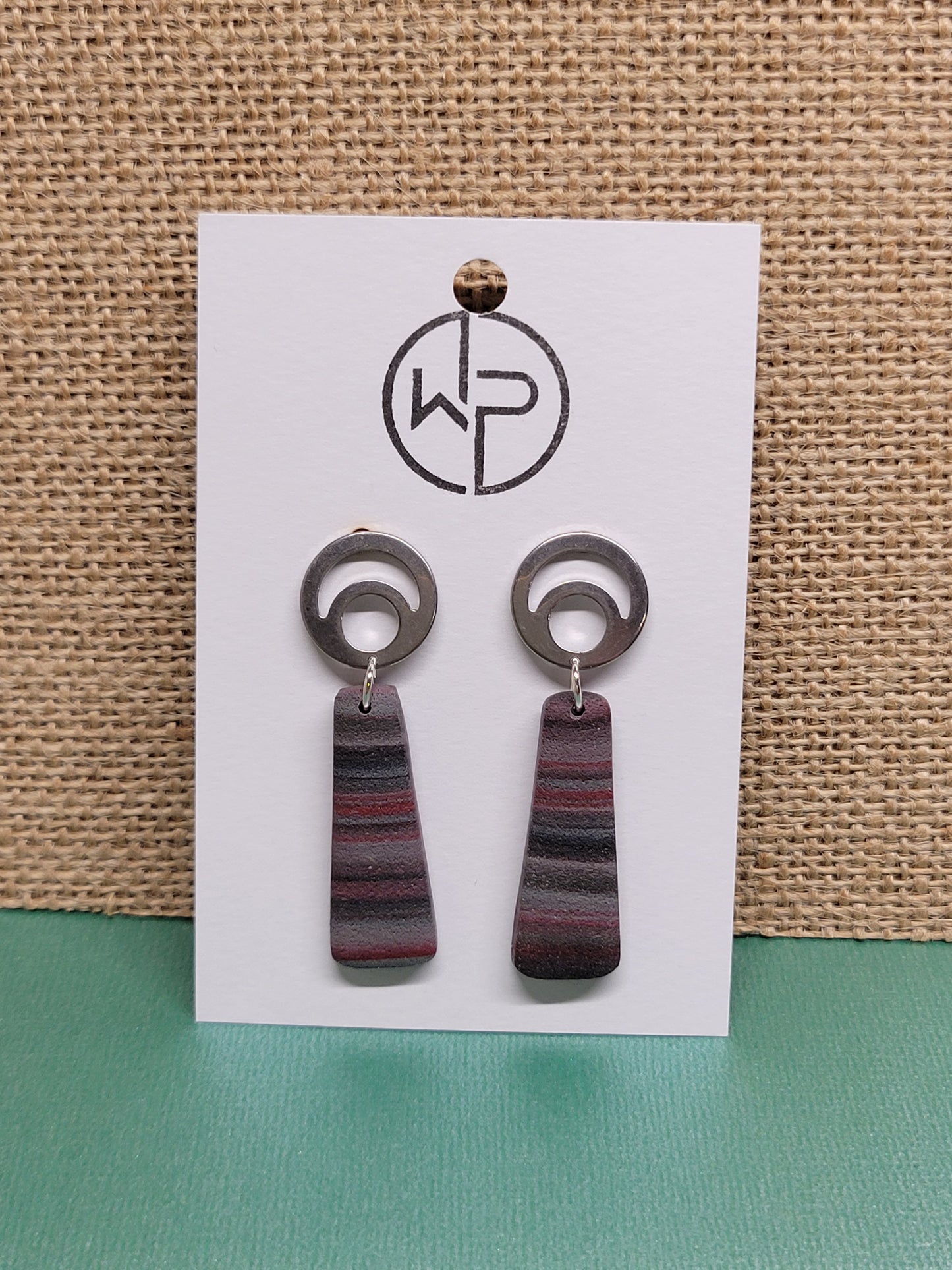Purple and Gray Striped Earrings