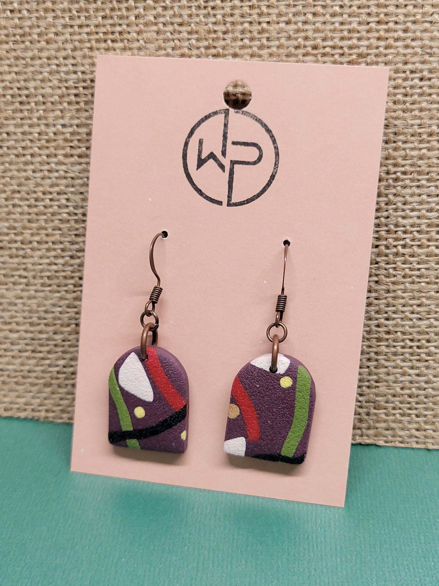 Purple Patterned Hook Earrings
