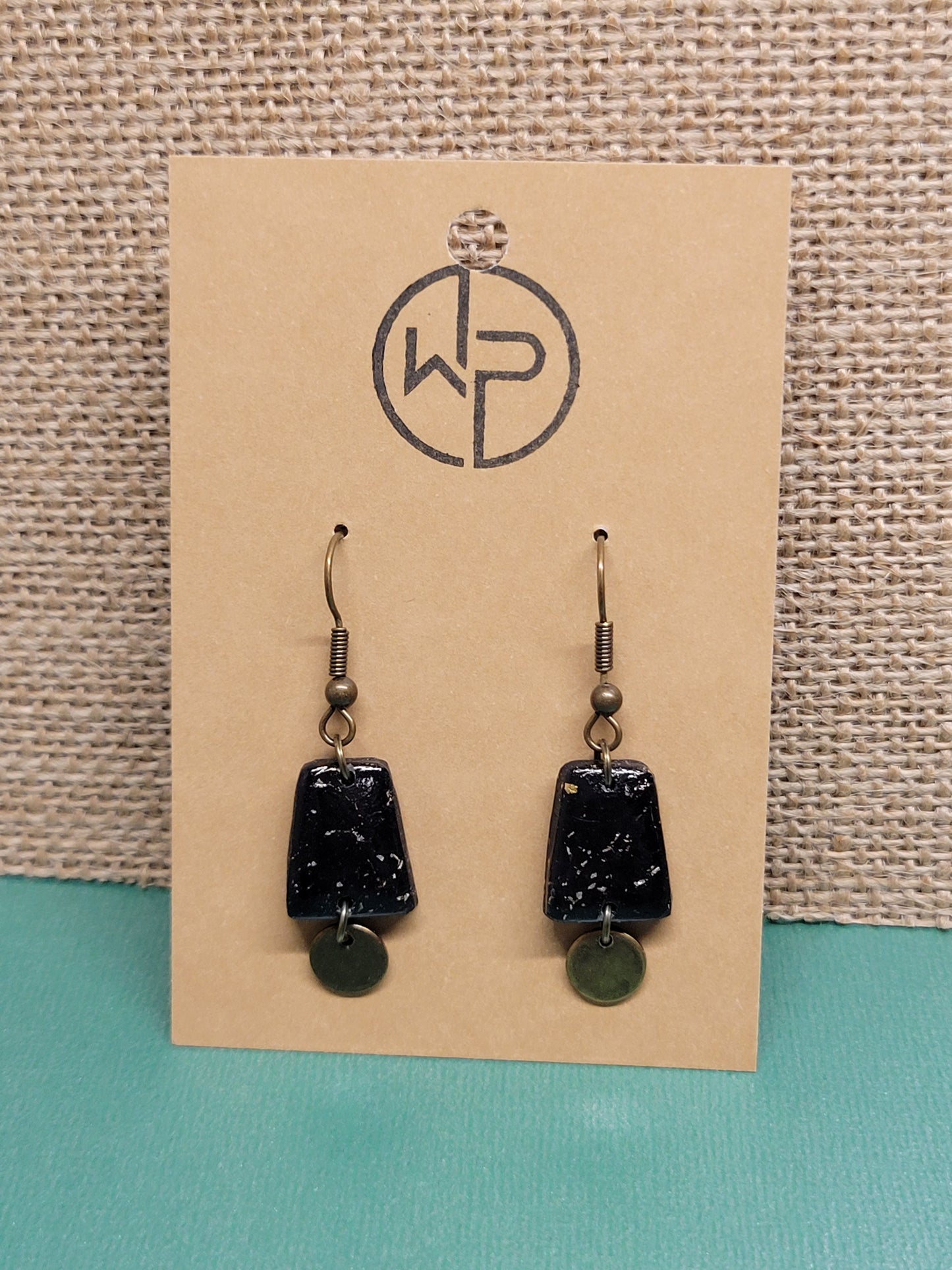 Black Marbled Dangle Earrings