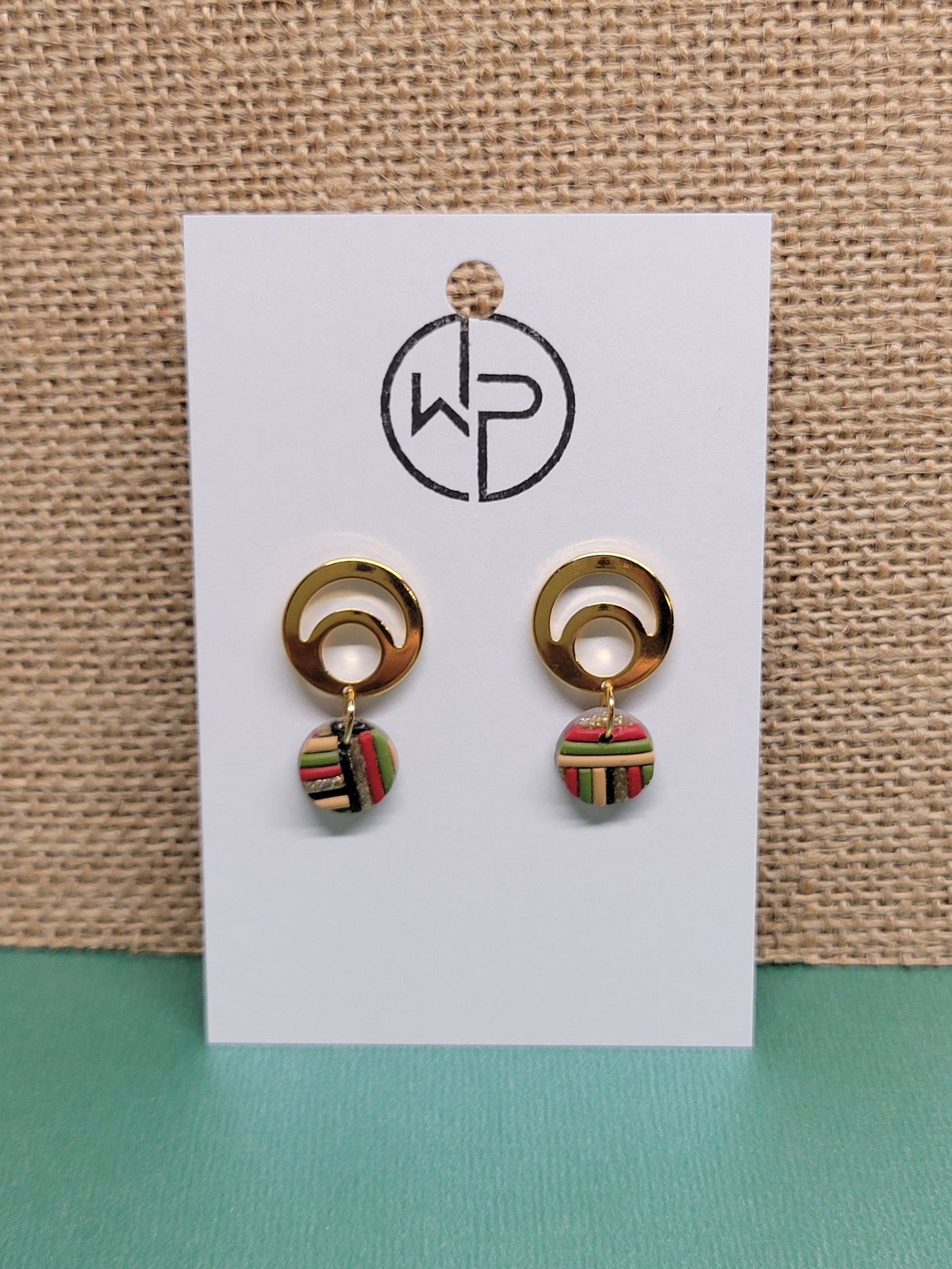 Small Striped Drop Earrings