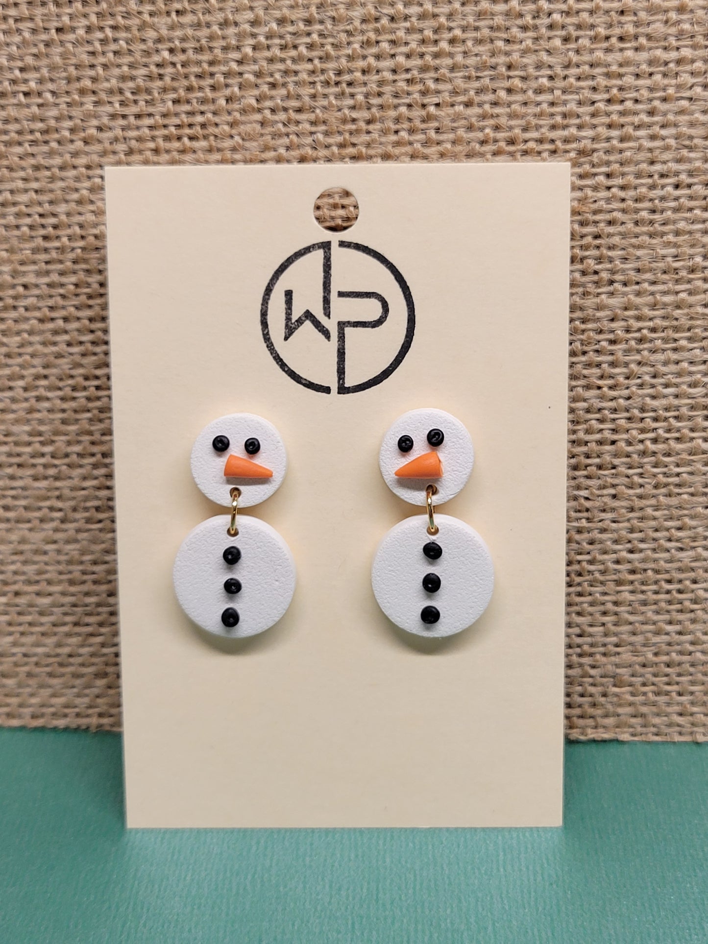 Gold Snowman Drop Earrings