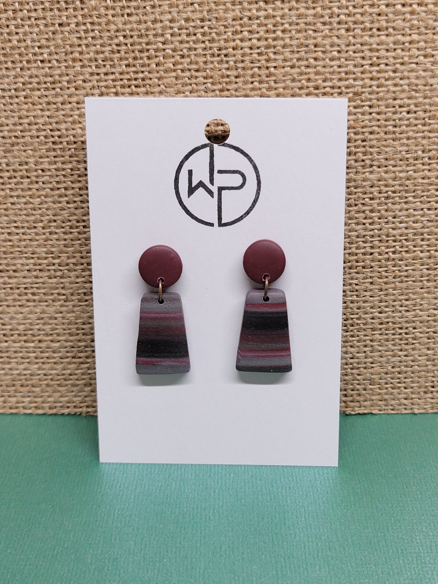 Purple/Gray Striped Drop Earrings