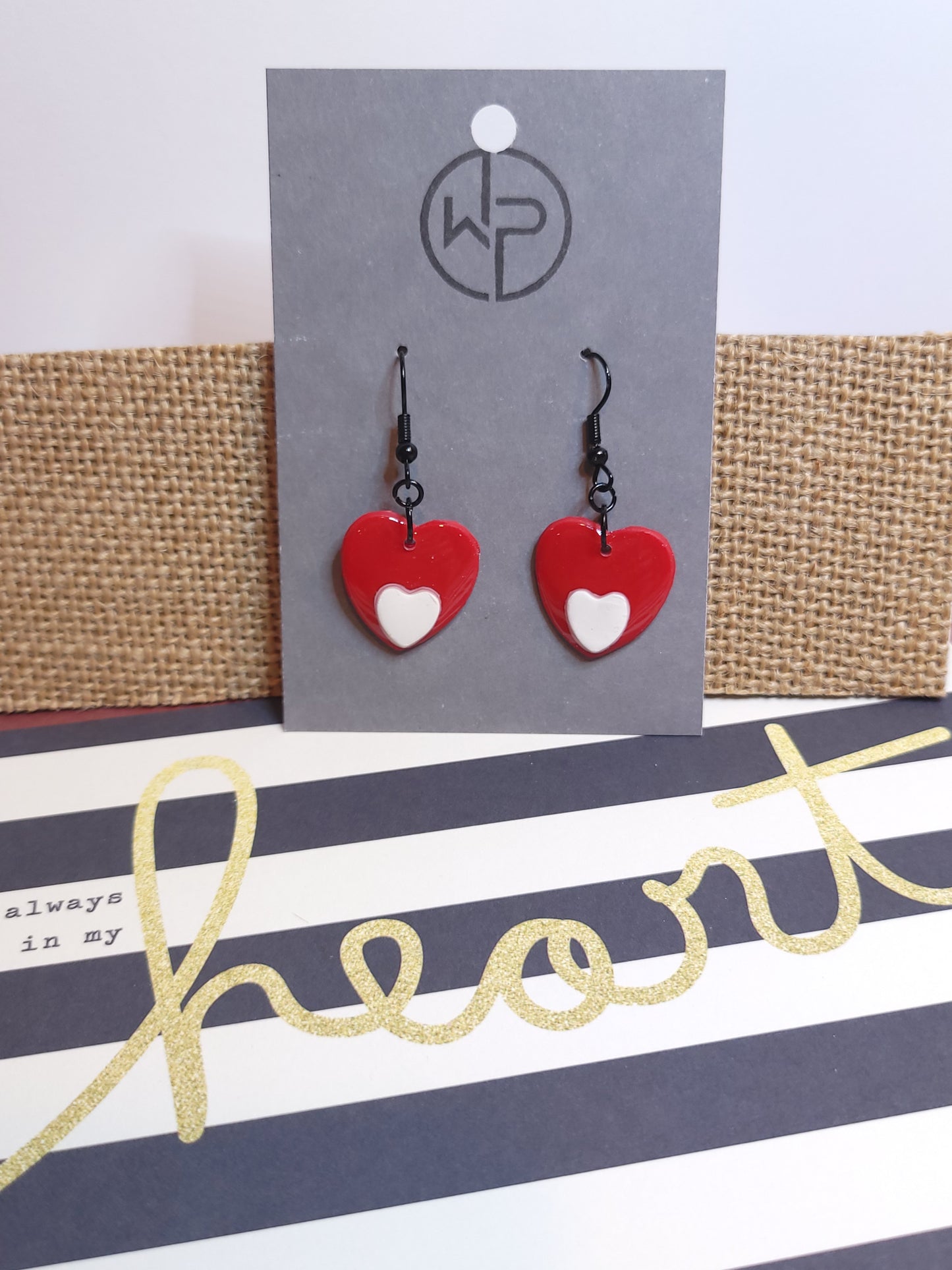 Resin Double Heart Dangle Earrings