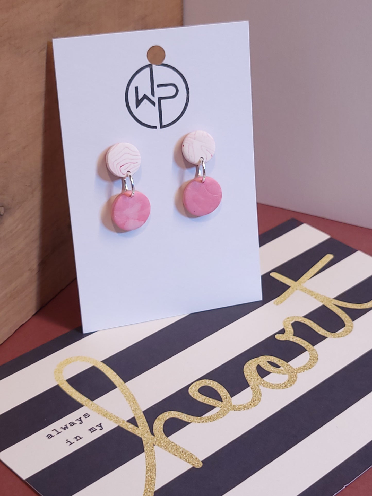 Pink Swirl Marble Drop Earrings