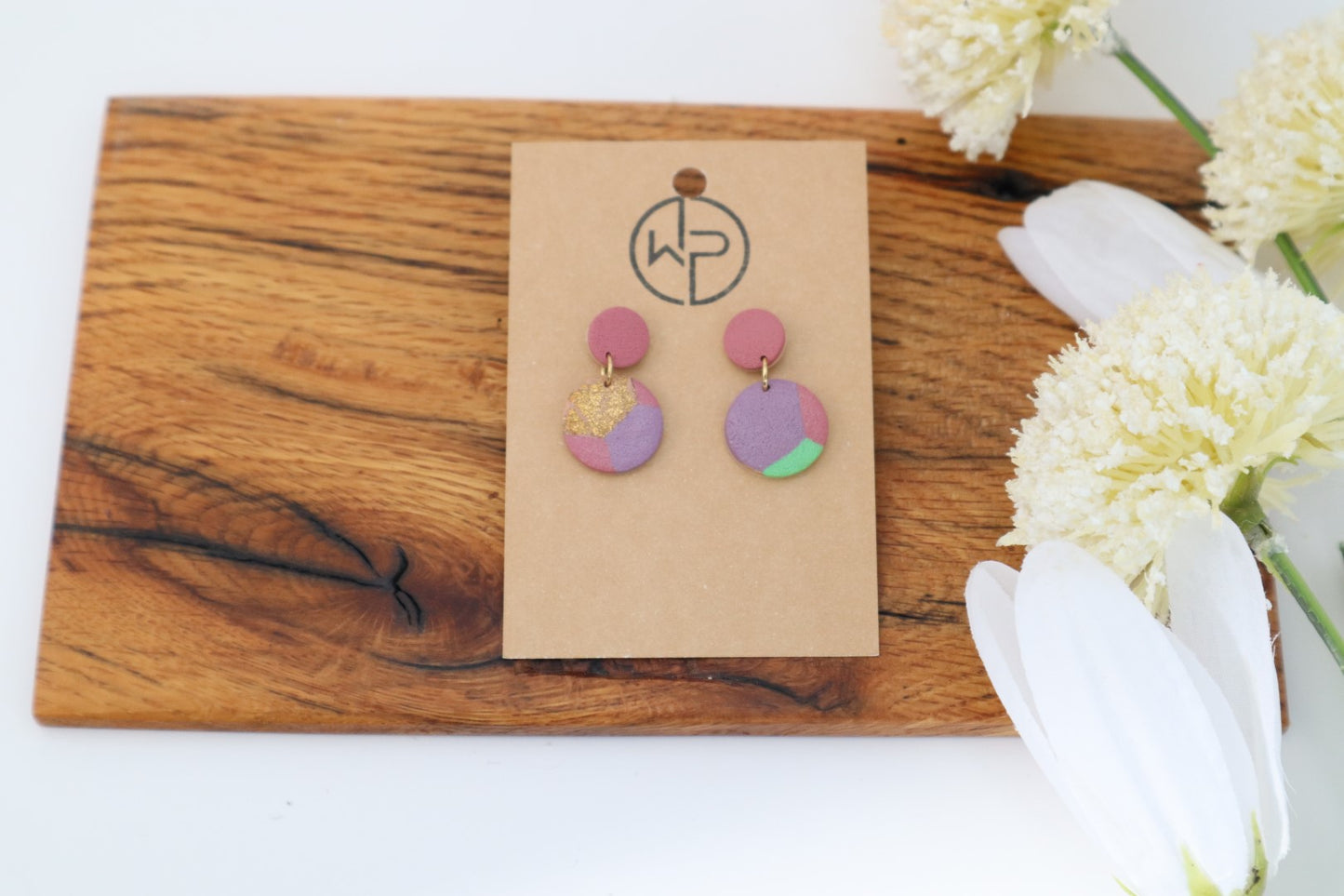Gold Stud Drop Earrings