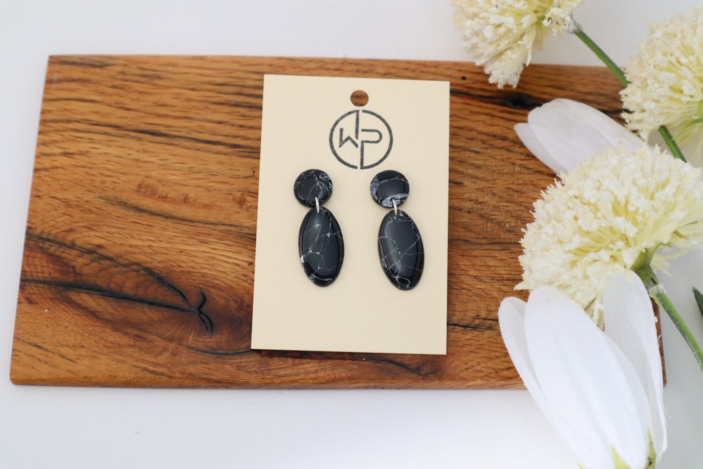 Silver Stud Drop Earrings
