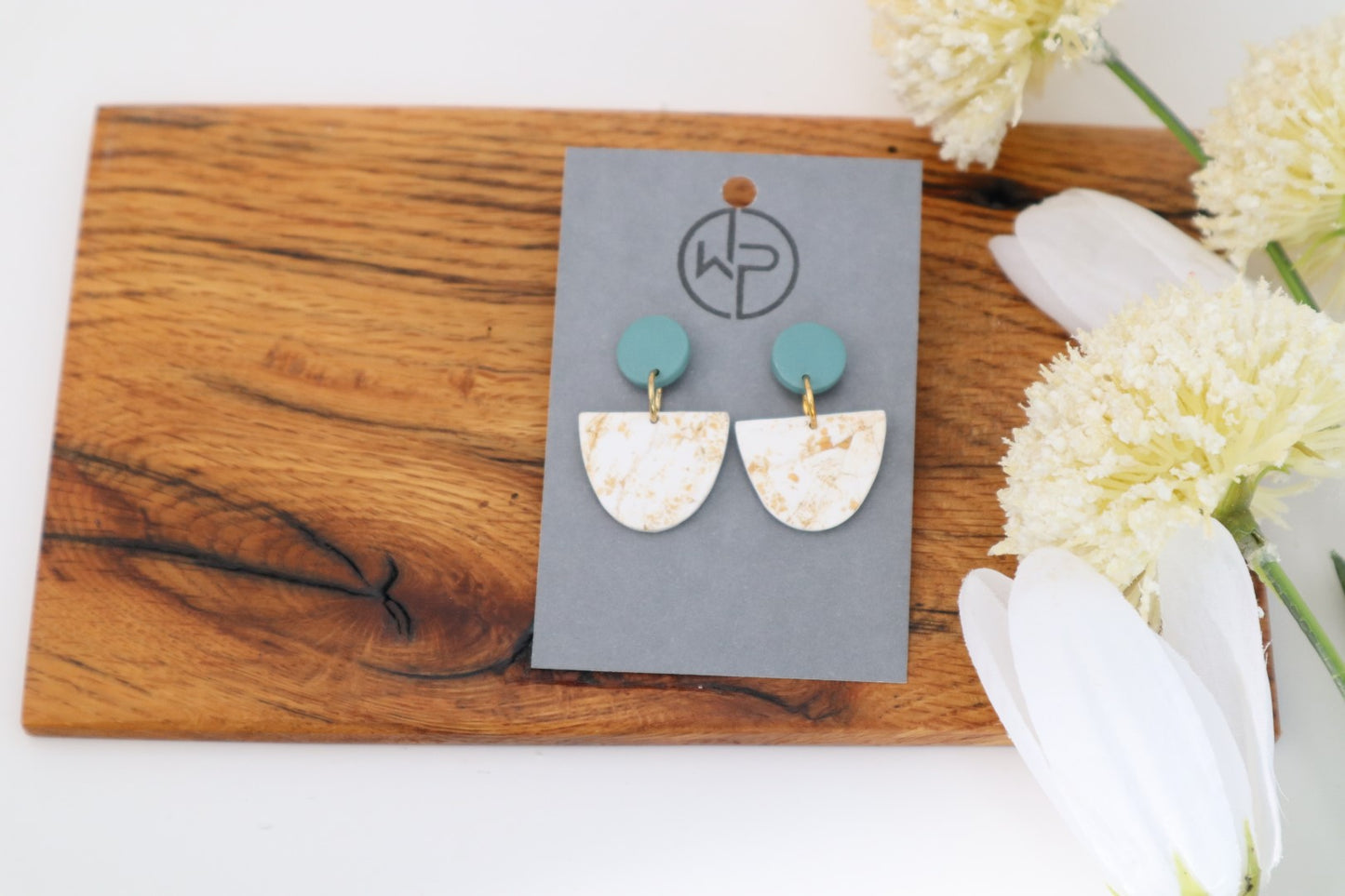 Gold Stud Drop Earrings