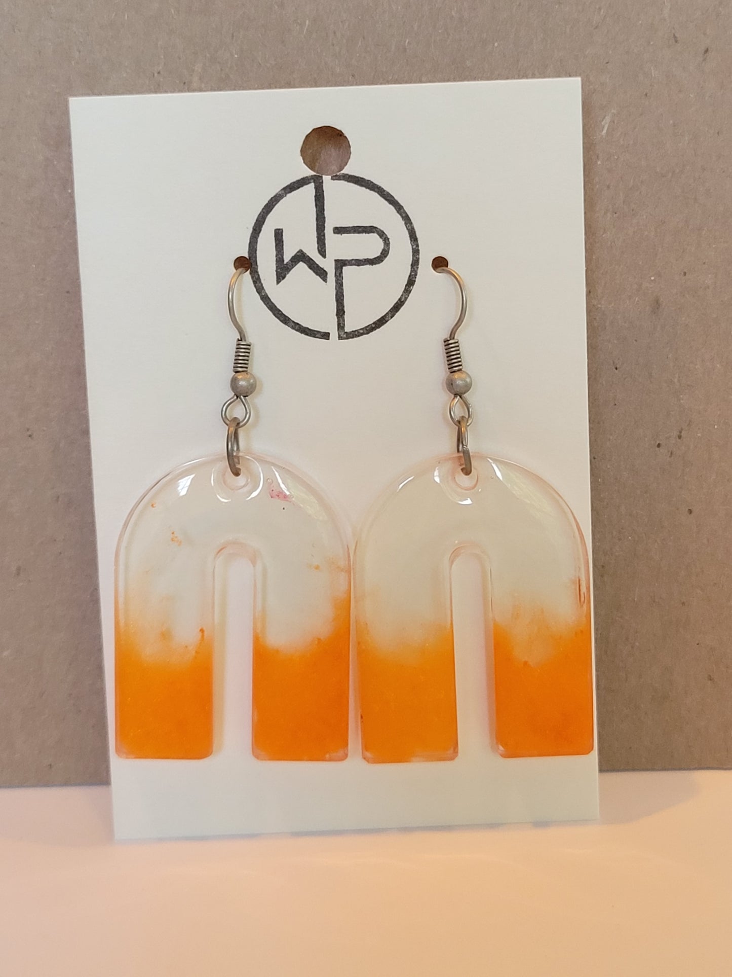 Orange Resin Arch Earrings