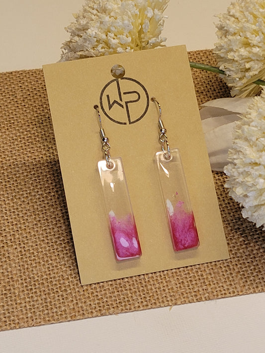Pink Resin Rectangle Earrings