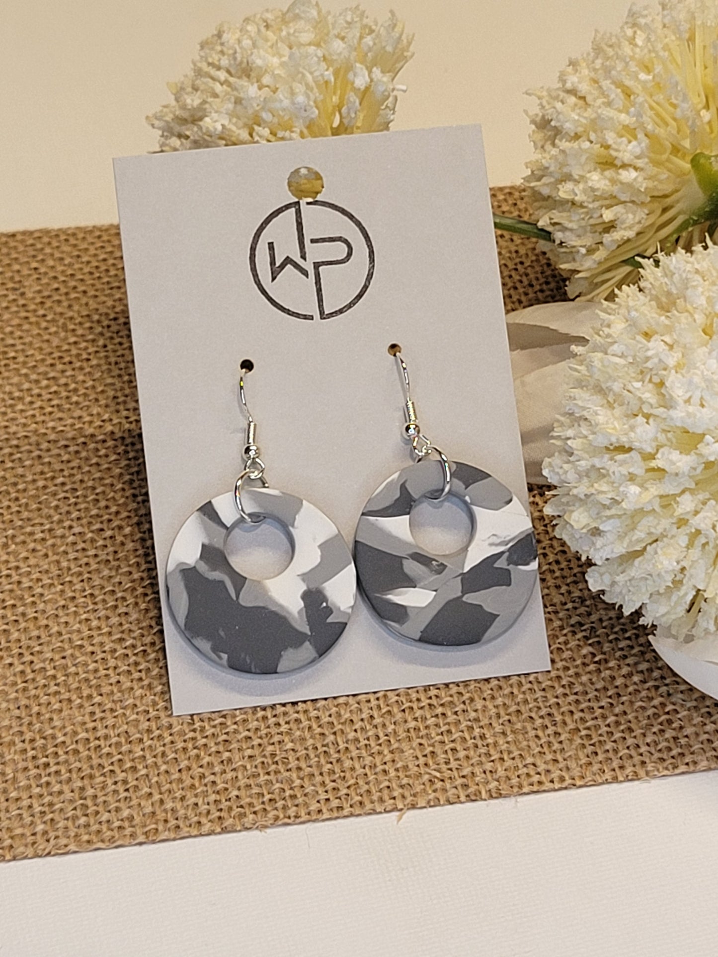 Gray Marble Earrings