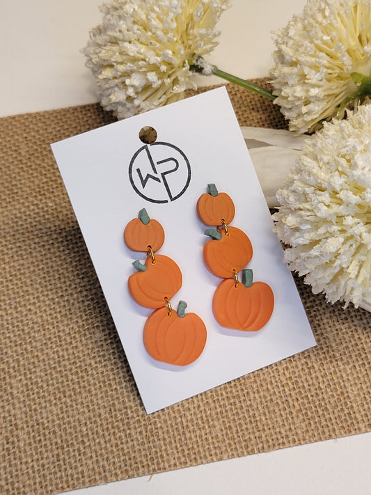 Pumpkin Dangle Stud Earrings