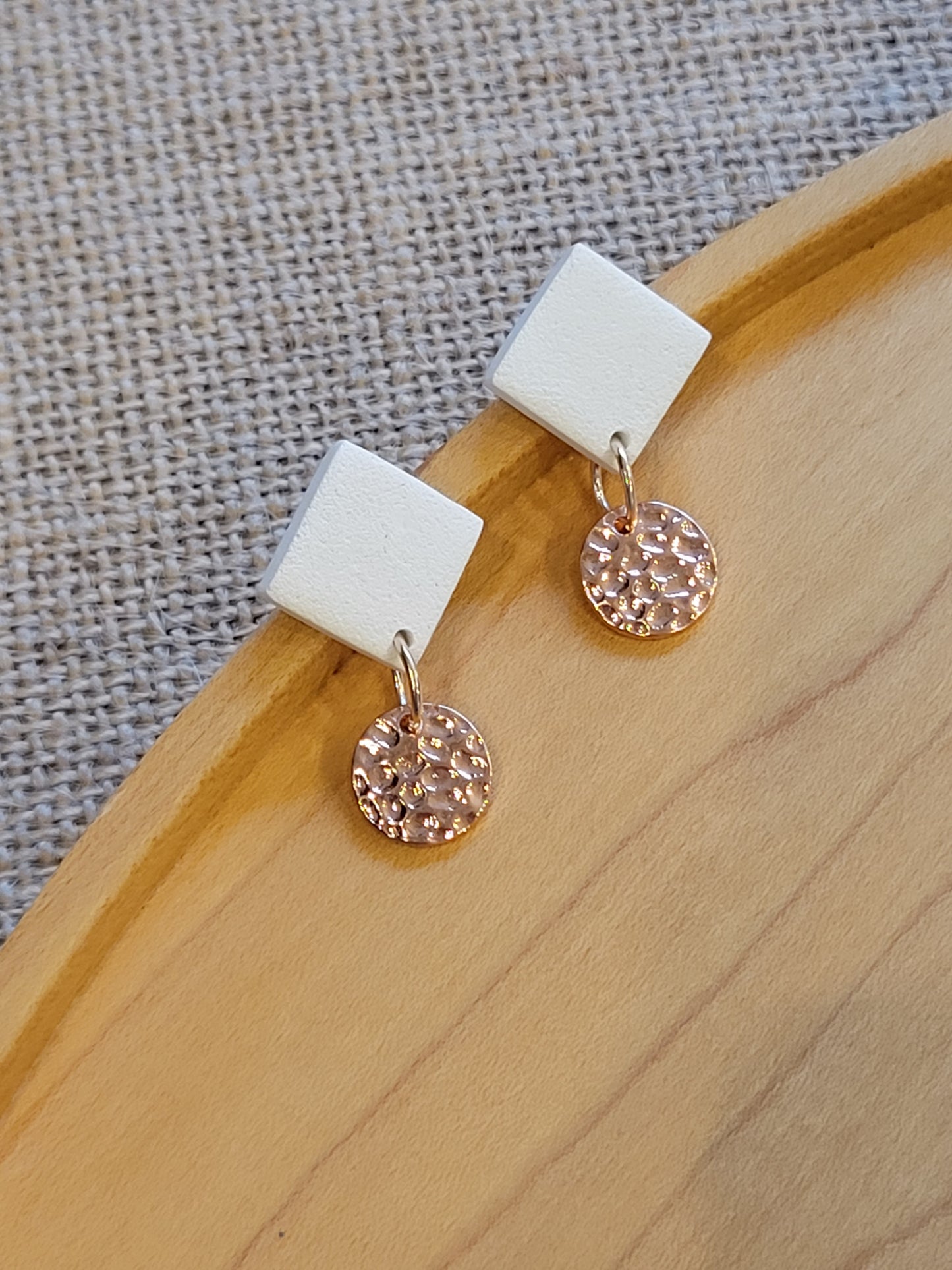 Rose Gold and White Earrings