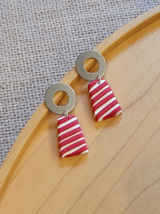 Red Striped Drop Earrings