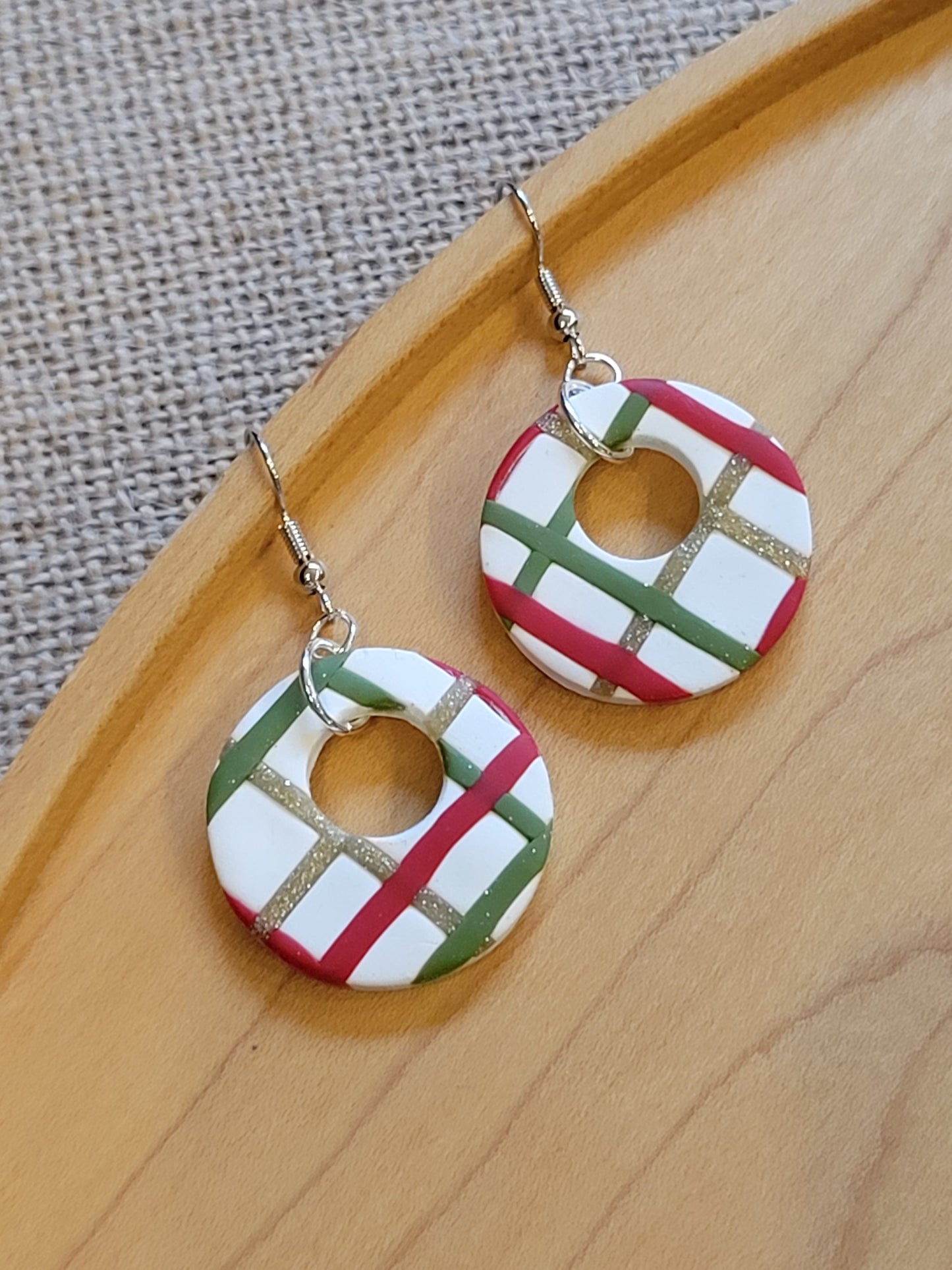 Plaid Patterned Round Earrings