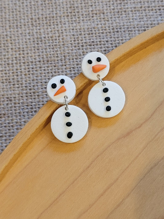 Silver Snowmen Drop Earrings