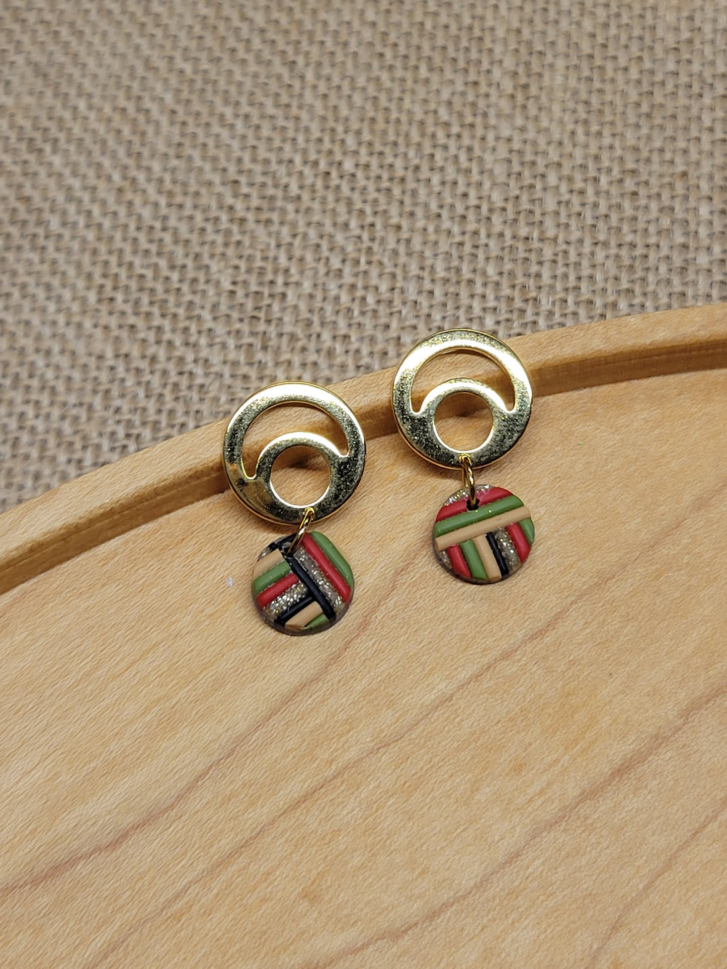 Small Striped Drop Earrings