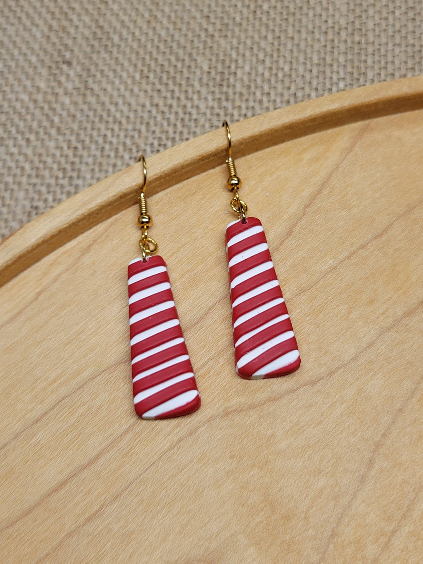 Red Striped Dangle Earrings