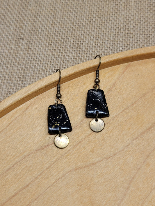 Black Marbled Dangle Earrings