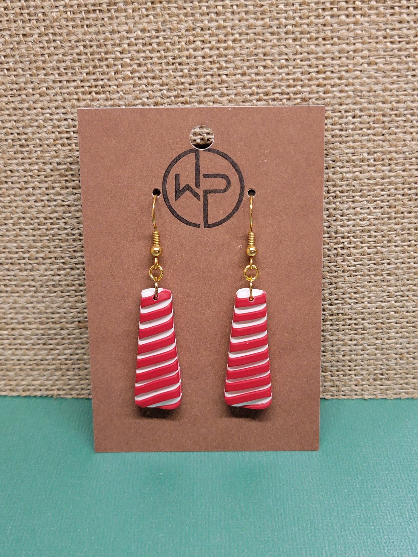 Red Striped Dangle Earrings