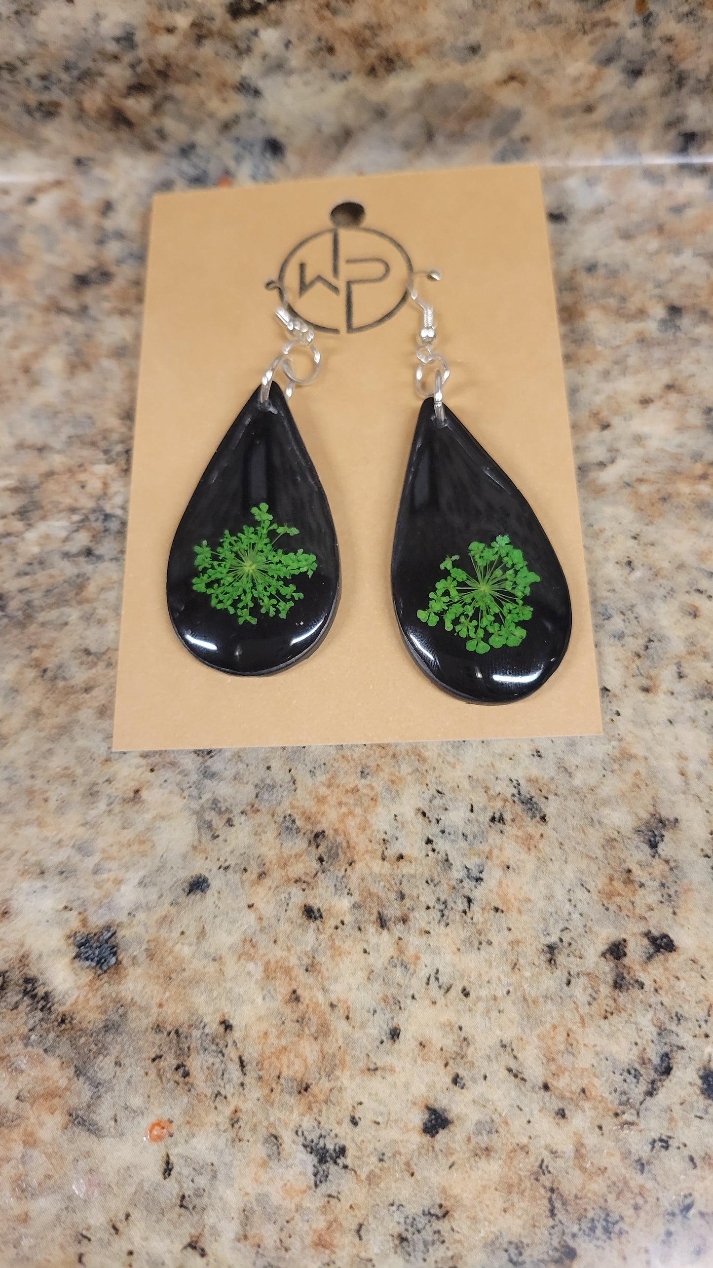 Green/Black Teardrop Earrings