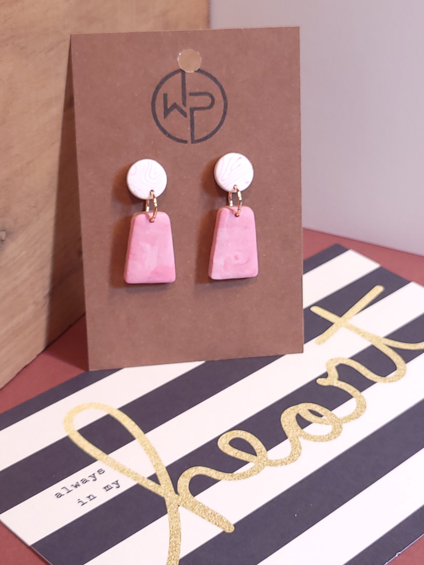 Pink Swirl Marble Stud Earrings