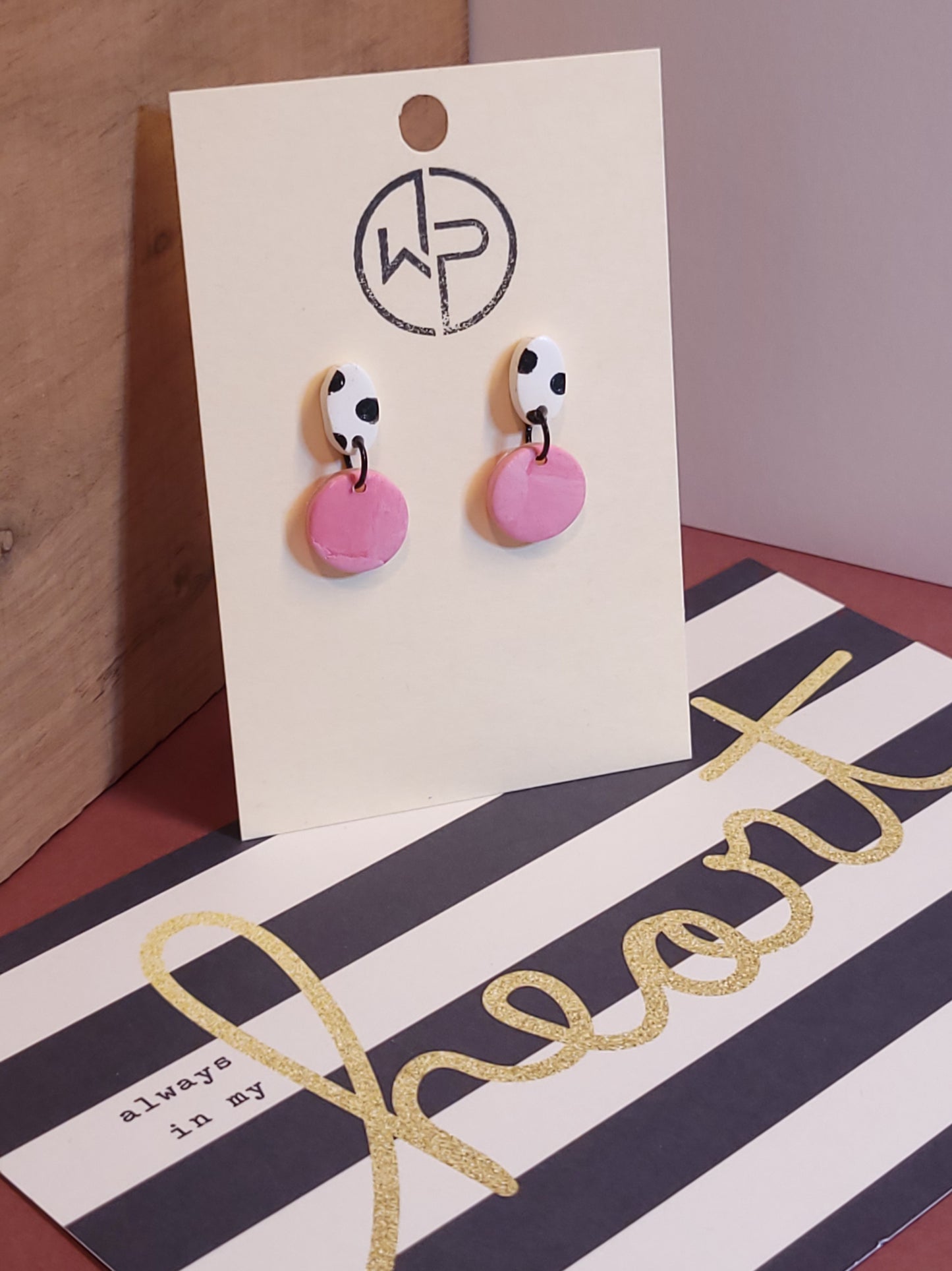 Dalmation Pink Drop Earrings