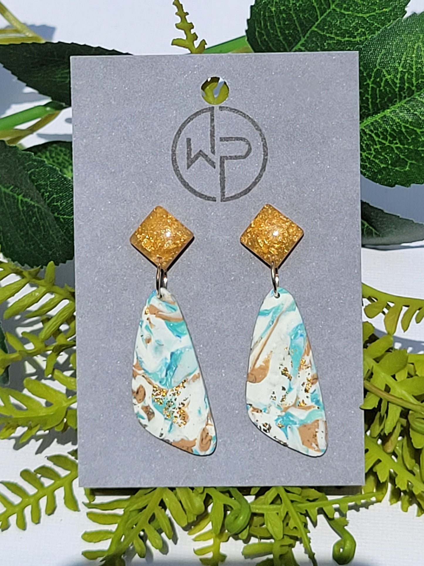 Turquoise Marbled Drop Earrings