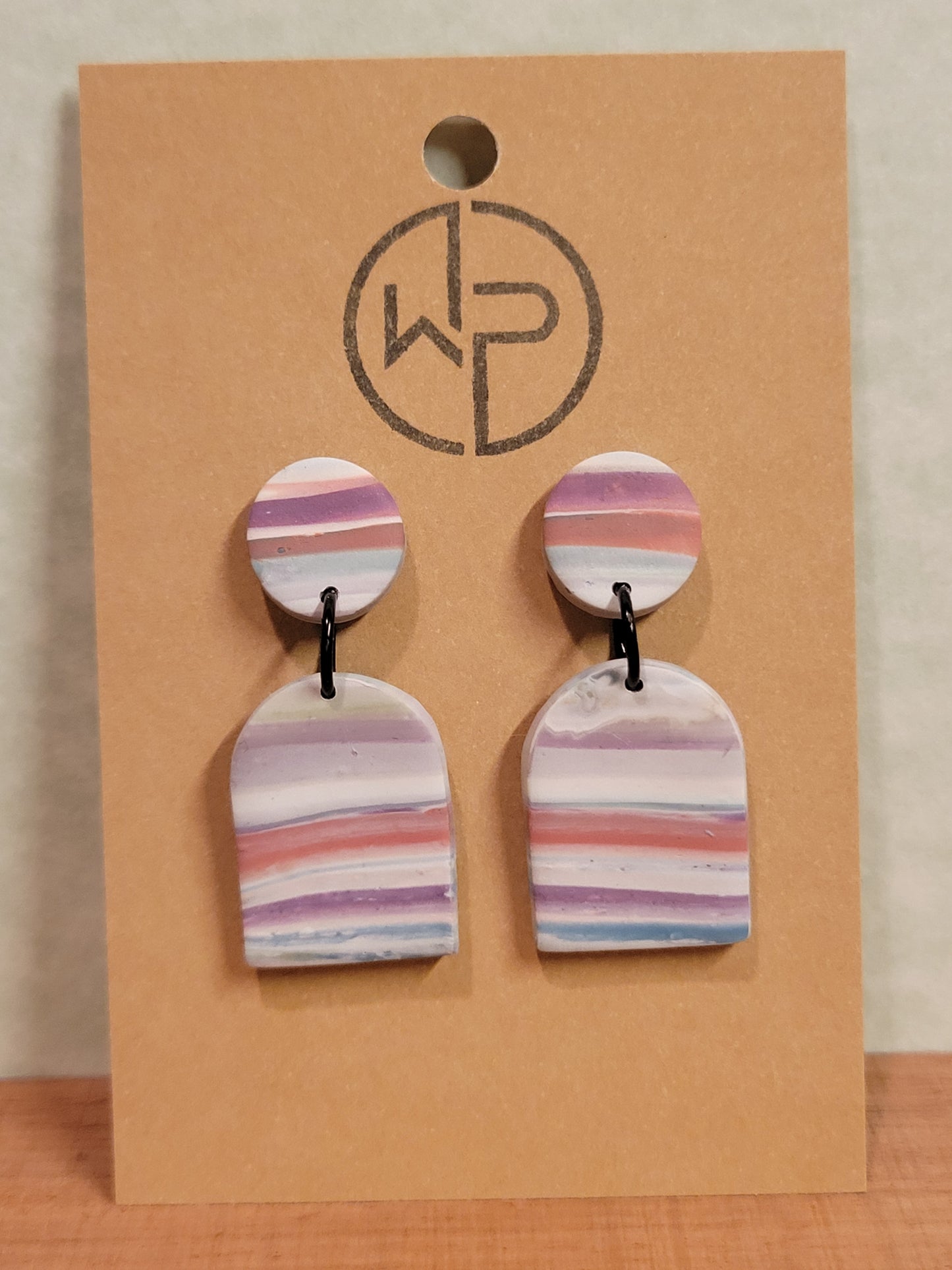 Pastel Striped Arch Drop Earrings